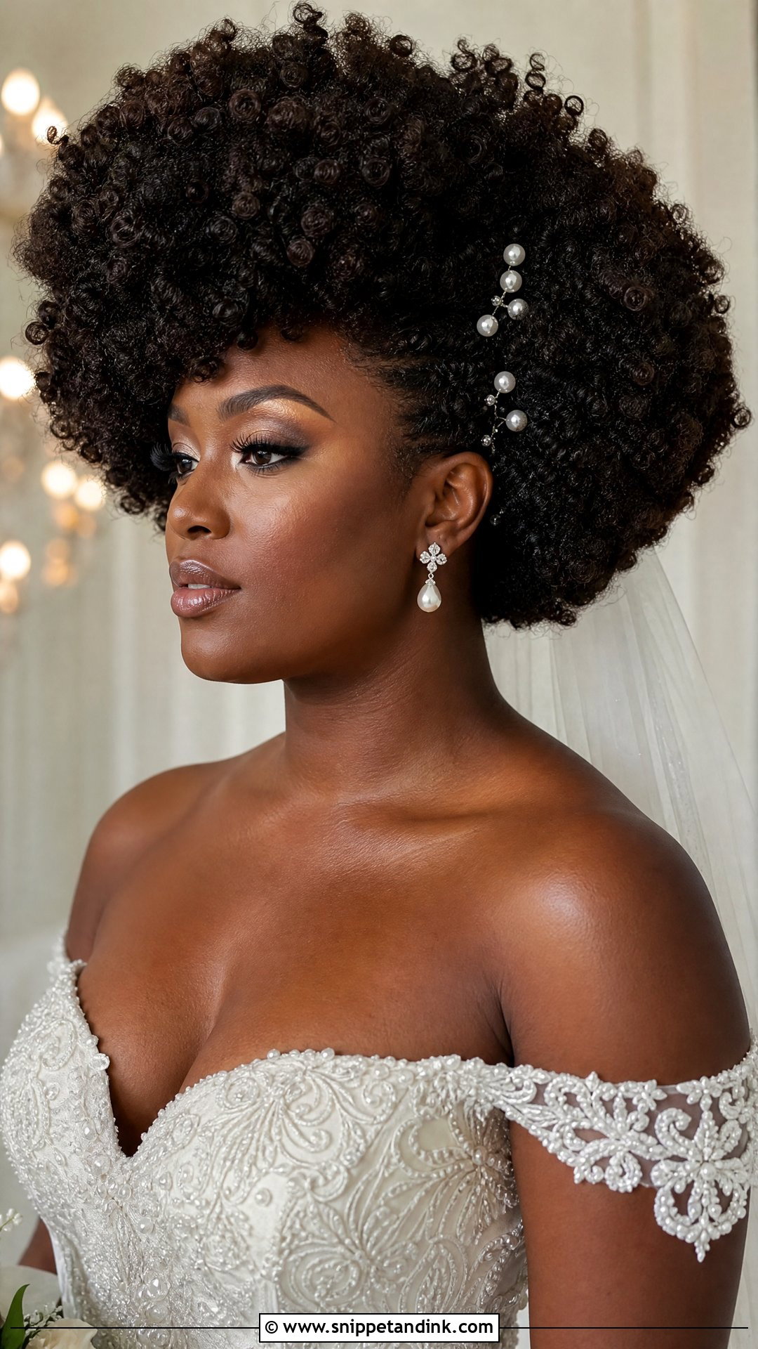 Curly Bridal Afro - Snippet and Ink - 20 Natural Curls Bridal Curly Hairstyles