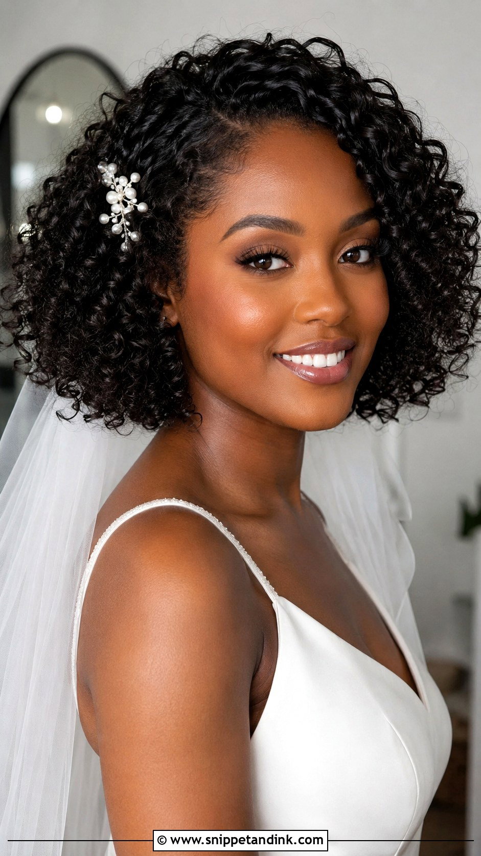 Curly Bridal Bob - Snippet and Ink - 20 Bob Hair Bride Ideas