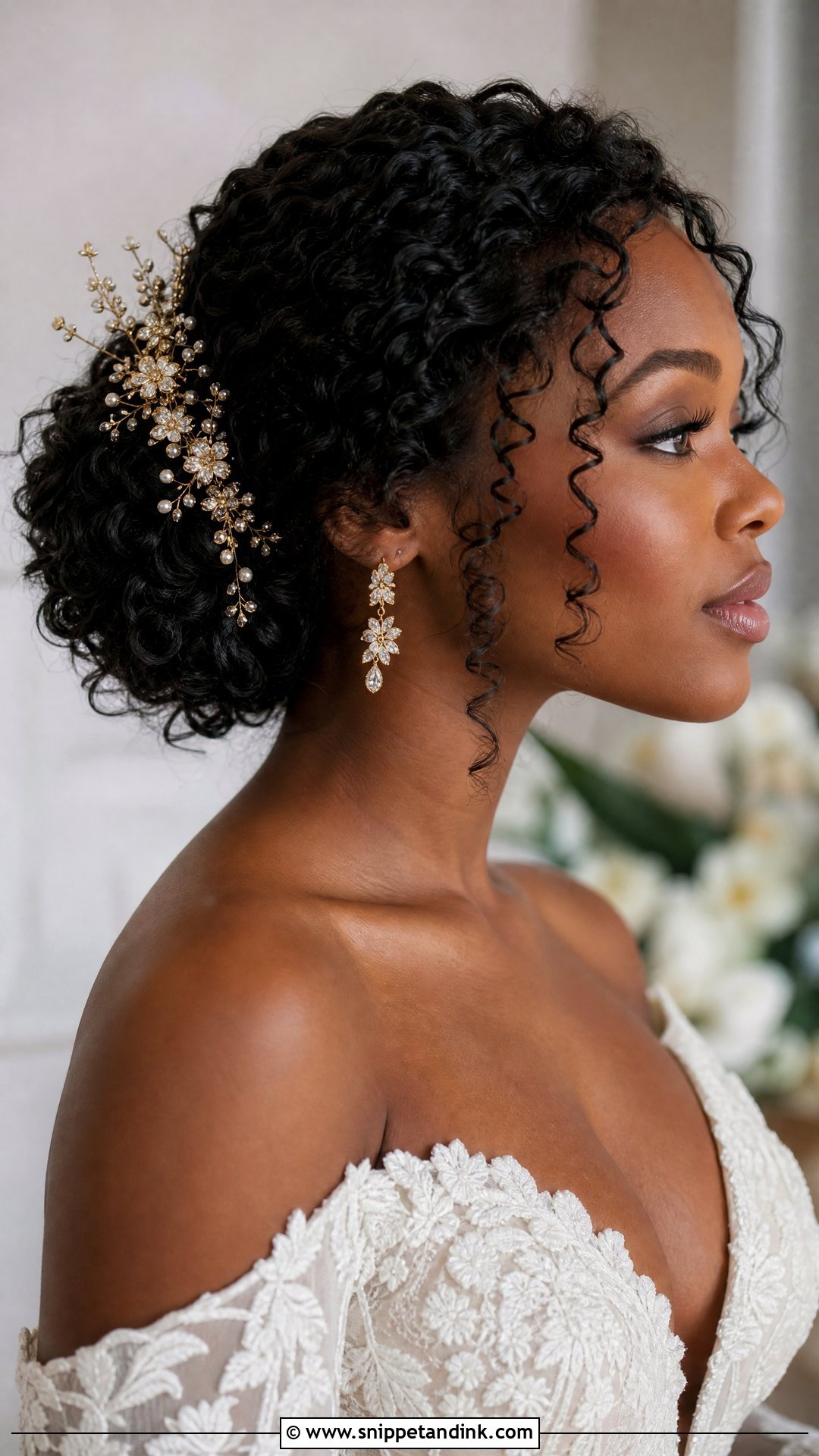 Curly Bridal Bun - Snippet and Ink - 15 Bridal Hair Bun Style Ideas