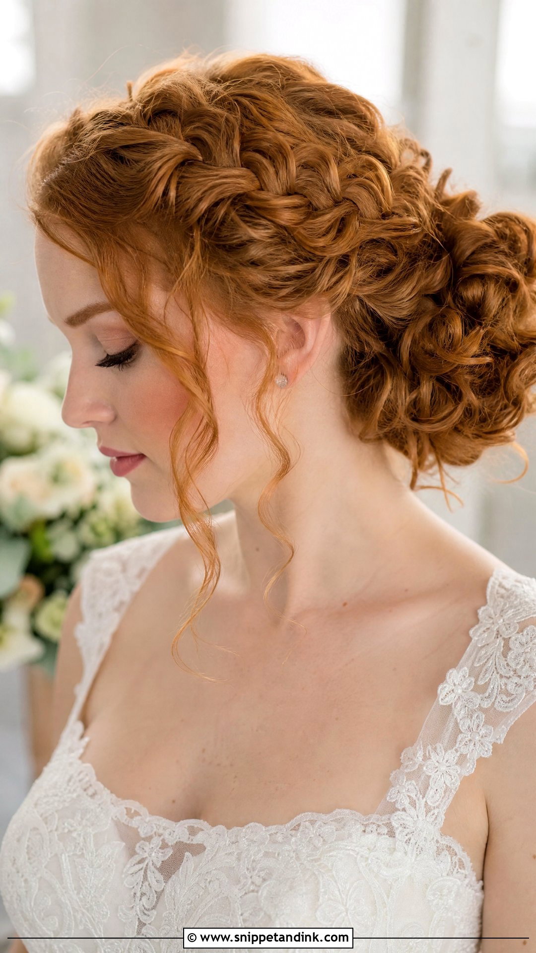 Curly Bridal Bun With Braids - Snippet and Ink - 15 Curly Bridal Bun Ideas