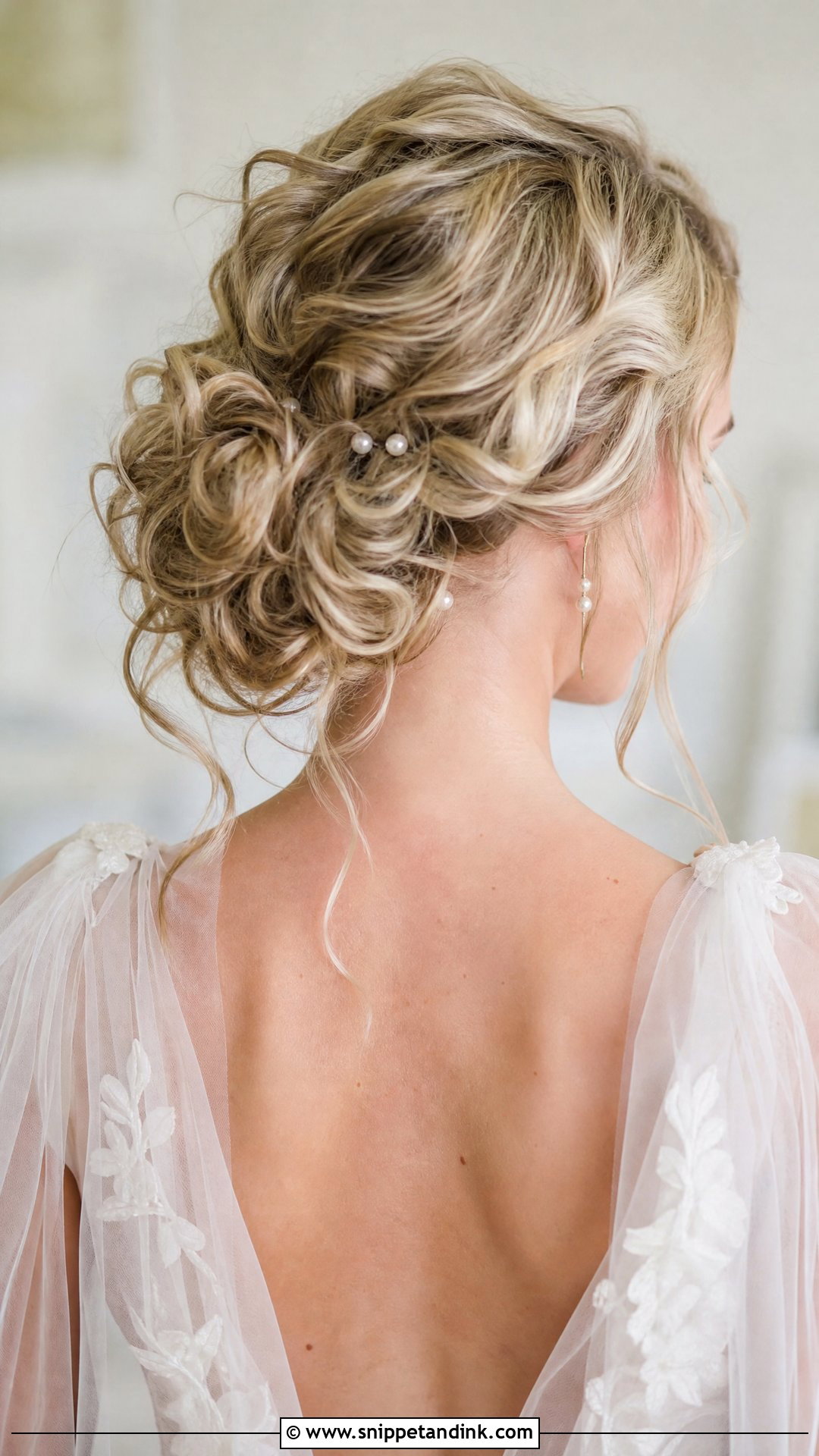 Curly Bridal Bun With Tendrils - Snippet and Ink - 20 Natural Curls Bridal Curly Hairstyles