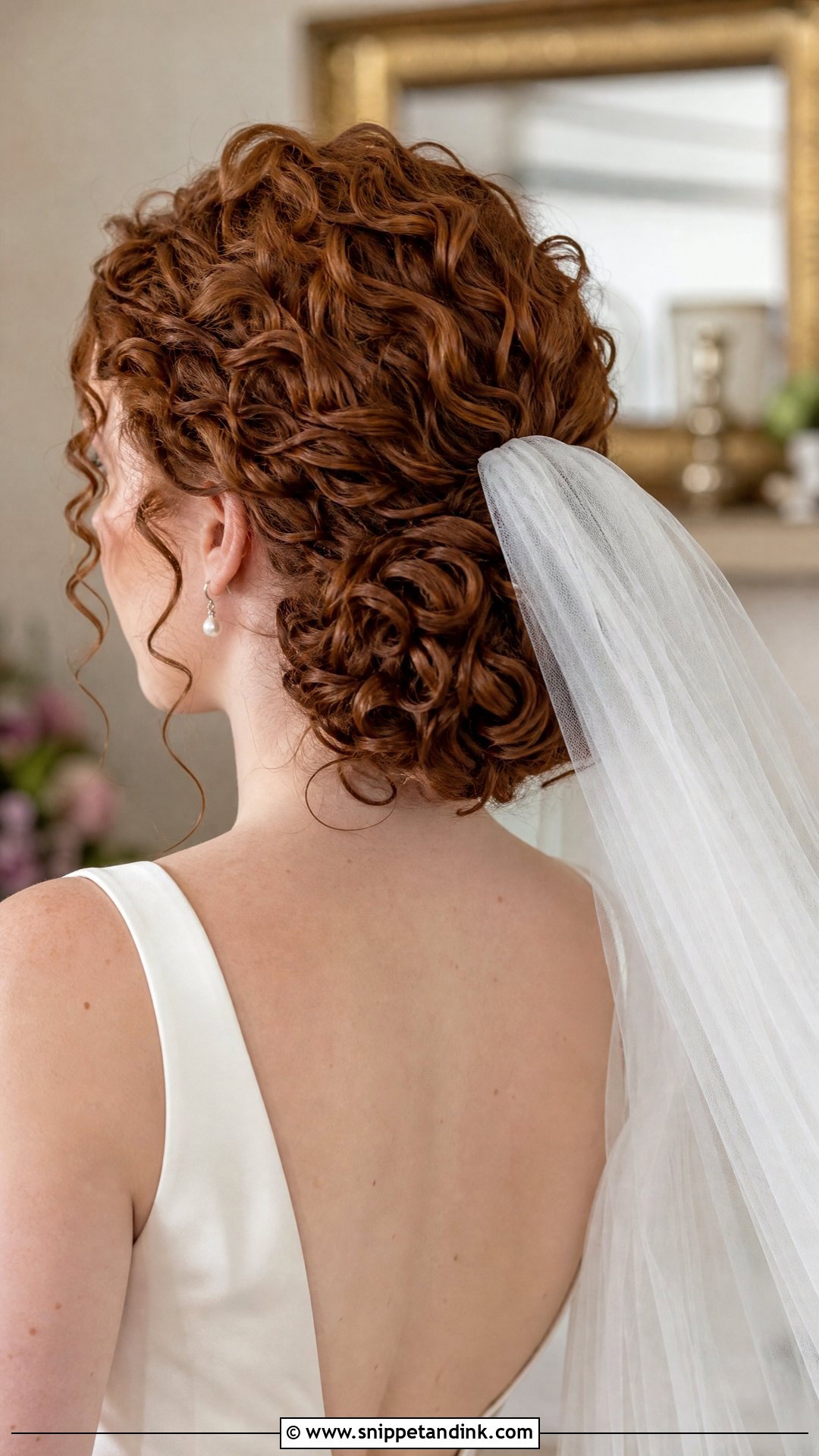 Curly Bridal Bun With Veil - Snippet and Ink - 15 Curly Bridal Bun Ideas