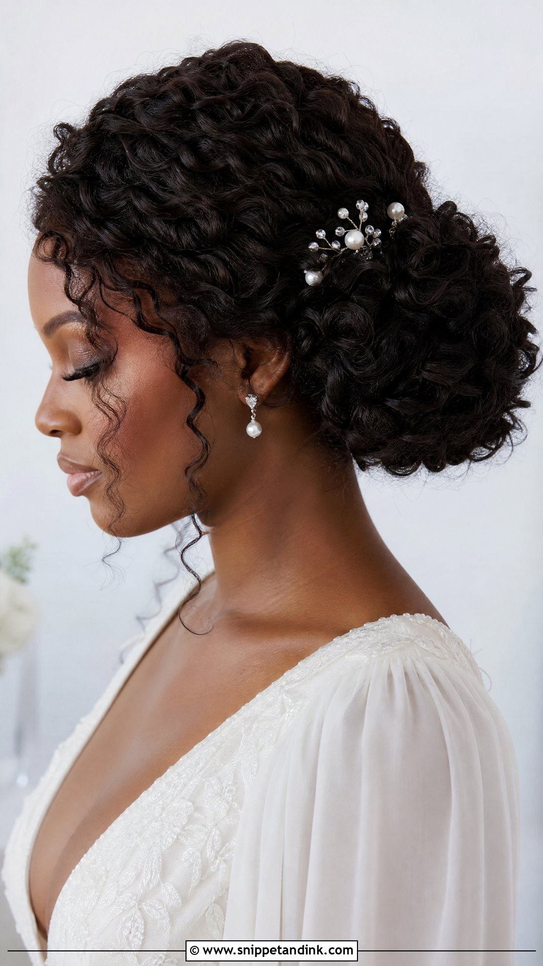 Curly Bridal Bun - Snippet and Ink - 15 Bridal Bun Updo Ideas
