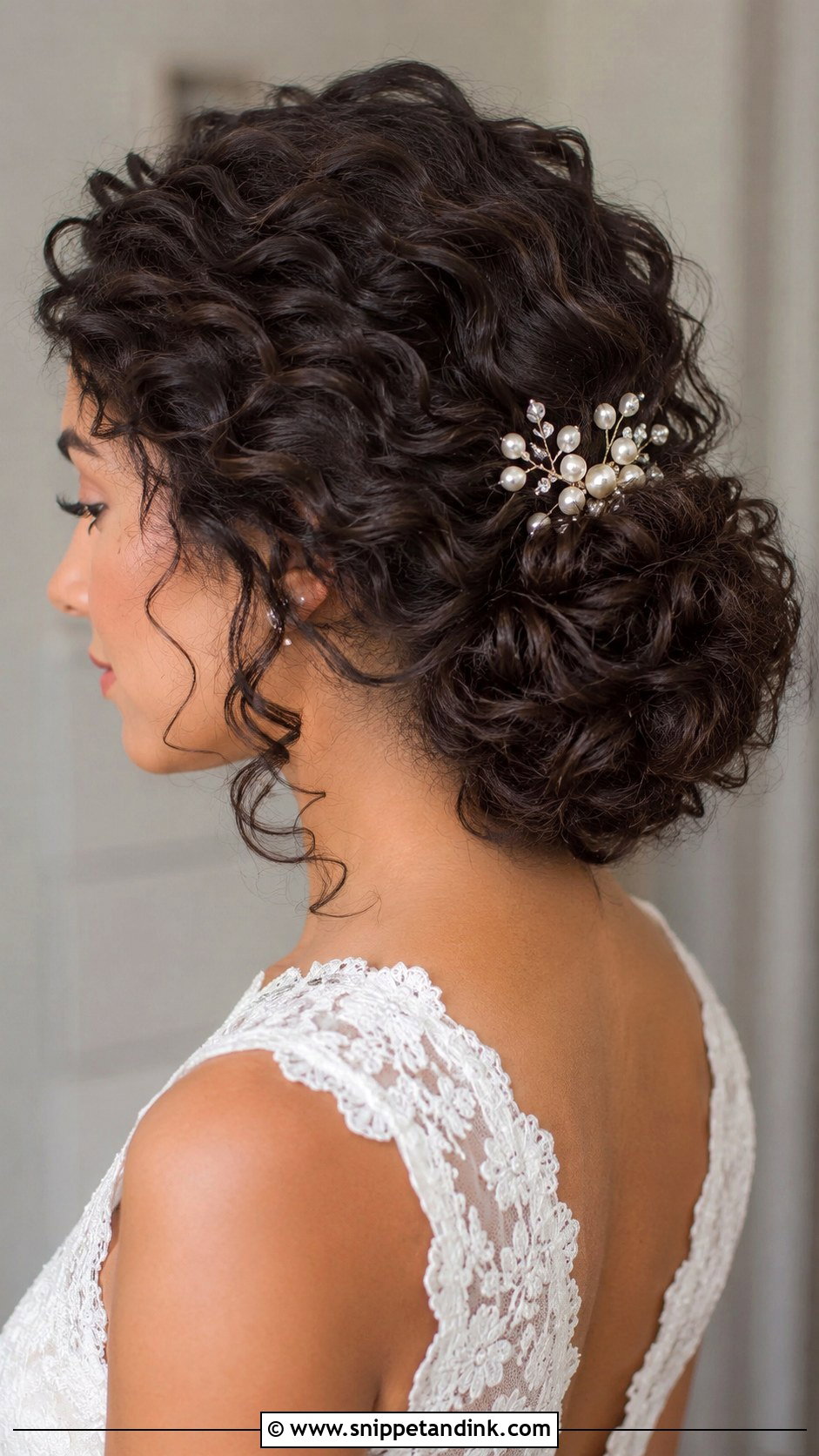 Curly Bridal Chignon - Snippet and Ink - 20 Bride Updo Hairstyles Bun Loose Curls
