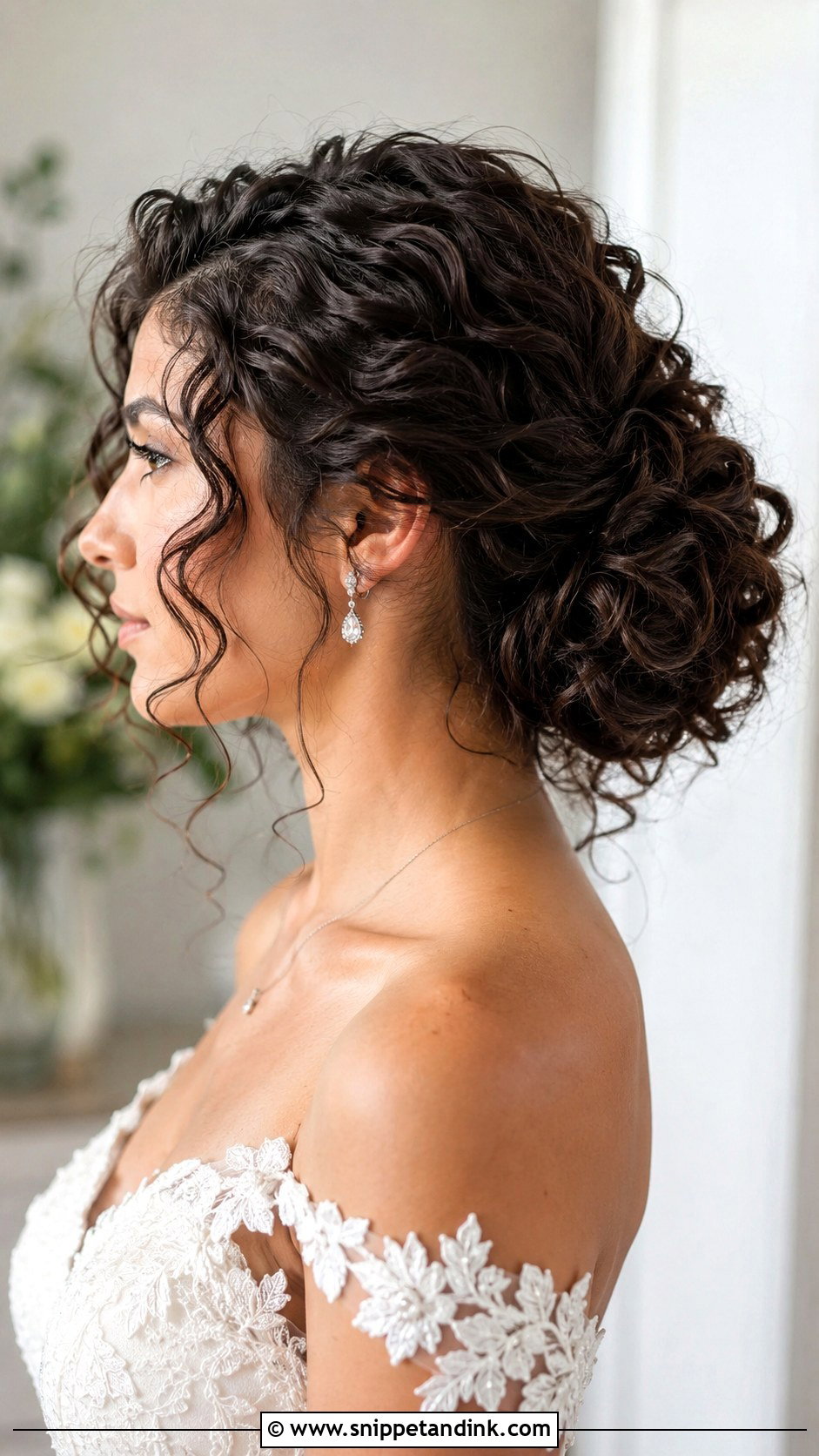 Curly Bridal Chignon - Snippet and Ink - 30 Curly Hair Wedding Ideas