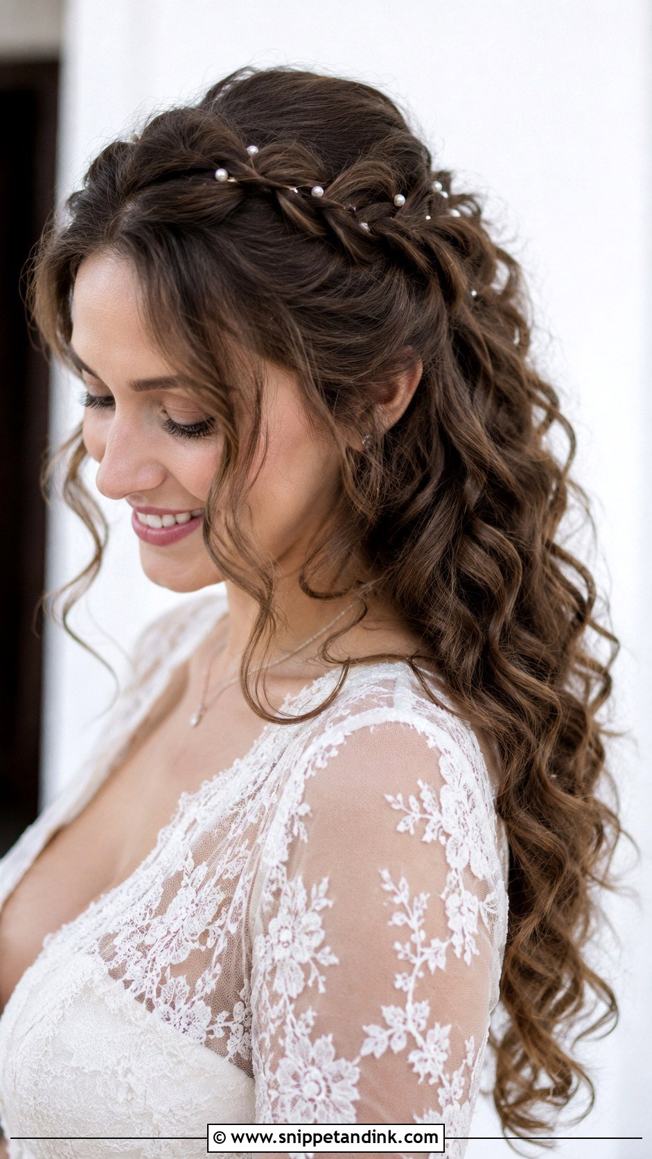 Curly Bridal Hair With Braided Crown - Snippet and Ink - 20 Bridal Hairstyles for Curly Hair