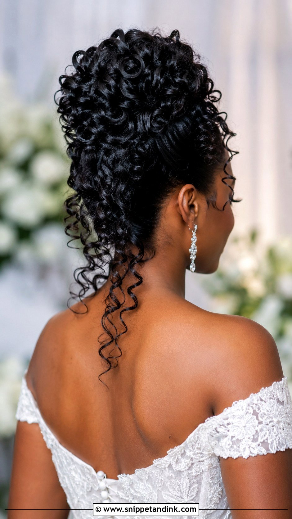 Curly Bridal Hair With Bun and Curls - Snippet and Ink - 30 Naturally Curly Bridal Hair Ideas