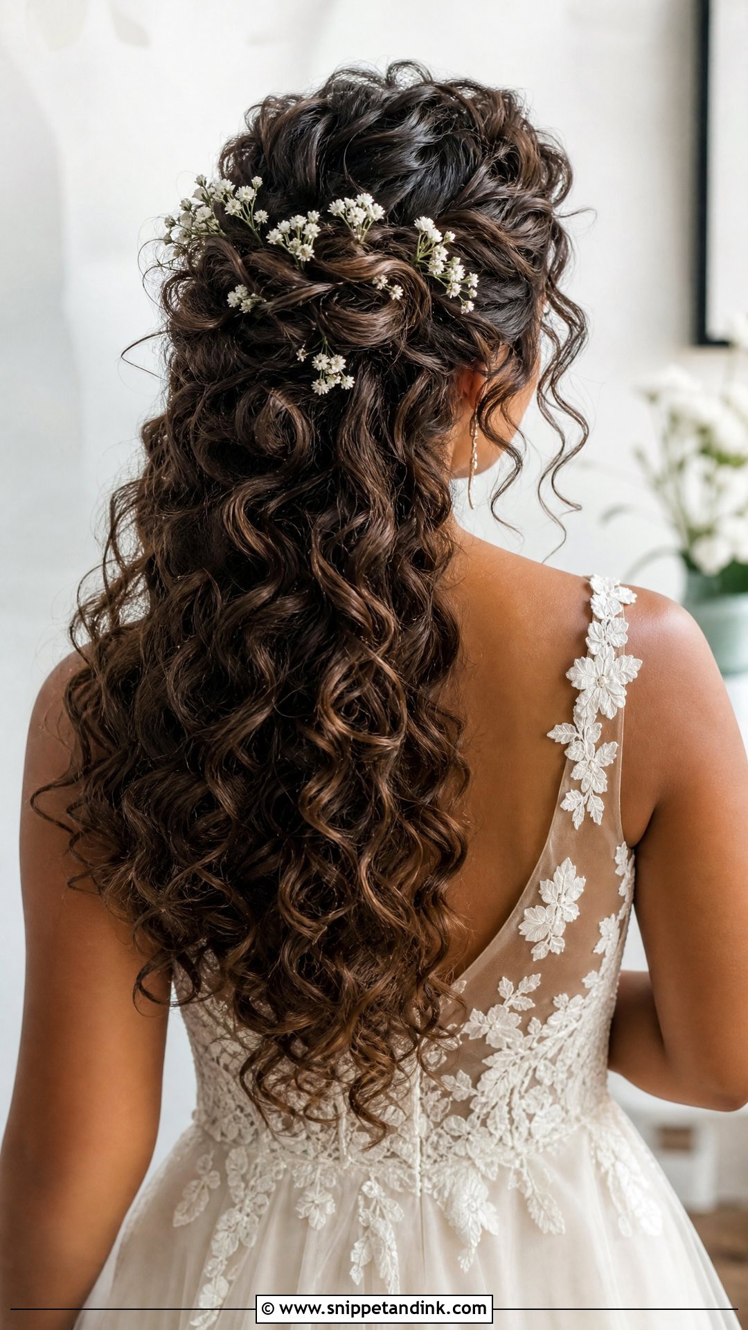 Curly Bridal Hair With Flowers - Snippet and Ink - 15 Bridal Hair for Curly Hair Ideas