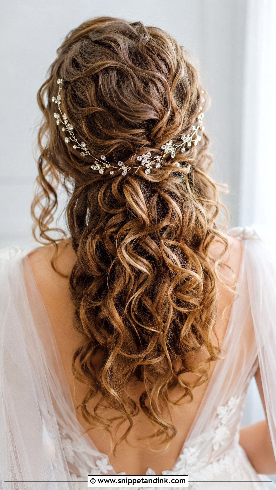 Curly Bridal Hair With Hair Vine - Snippet and Ink - 20 Bridal Hairstyles for Curly Hair