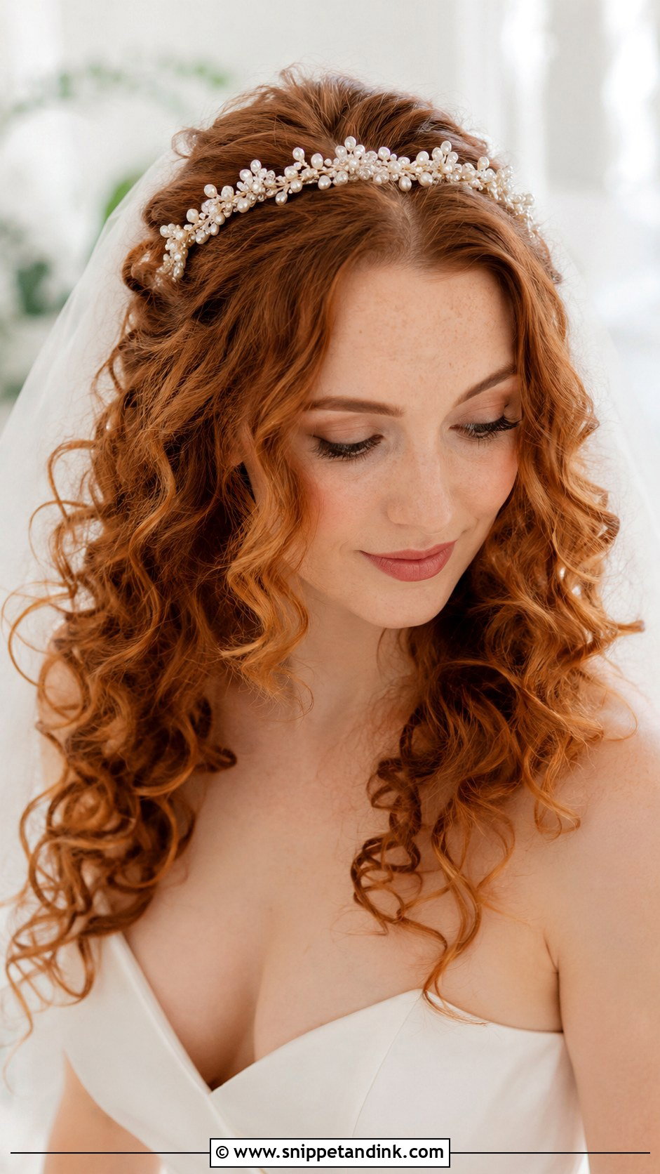 Curly Bridal Hair With Headband - Snippet and Ink - 30 Curly Bridal Hair Ideas