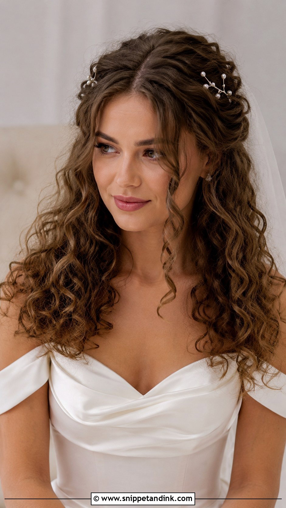 Curly Bridal Hair With Middle Part - Snippet and Ink - 20 Bridal Hairstyles for Curly Hair