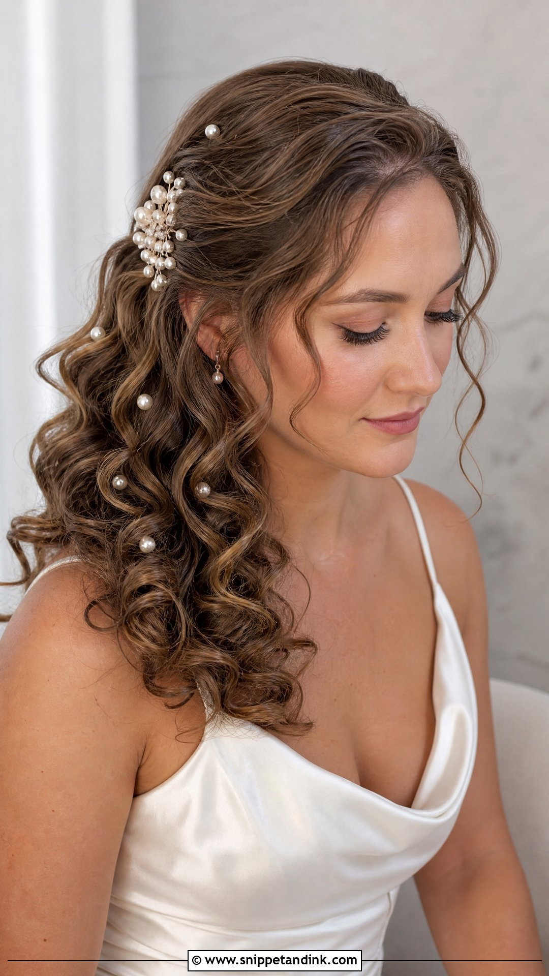 Curly Bridal Hair With Pearls - Snippet and Ink - 20 Naturally Curly Wedding Hair Ideas