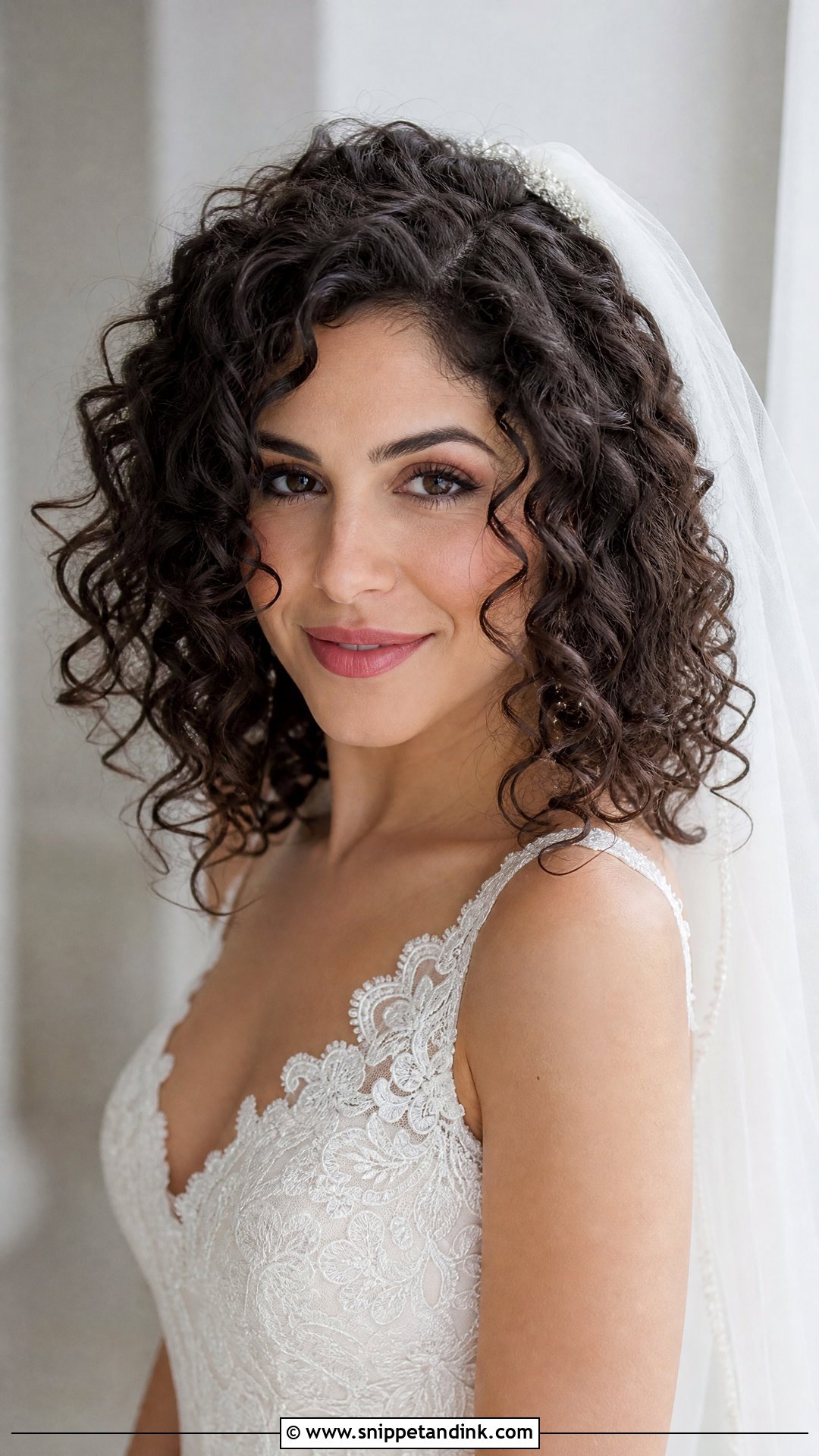 Curly Bridal Hair With Veil - Snippet and Ink - 15 Bridal Hairstyle for Curly Hair Ideas