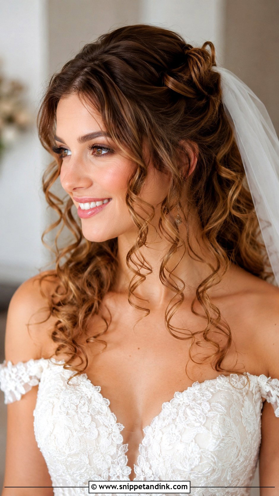 Curly Bridal Hair With Veil - Snippet and Ink - 30 Curly Bridal Hair Ideas