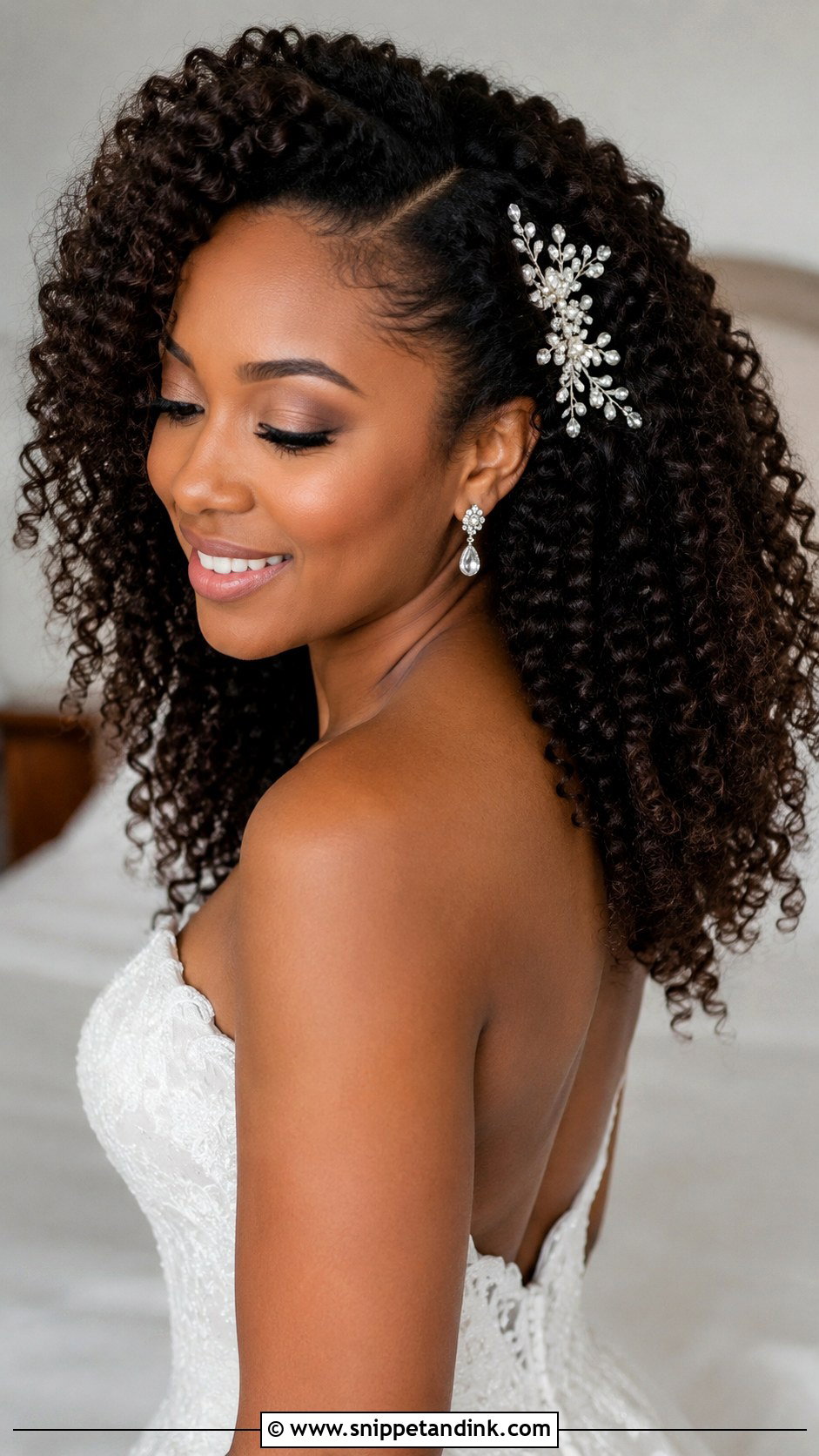 Curly Bridal Hairstyle - Snippet and Ink - 20 Bride Hair Styles 2024