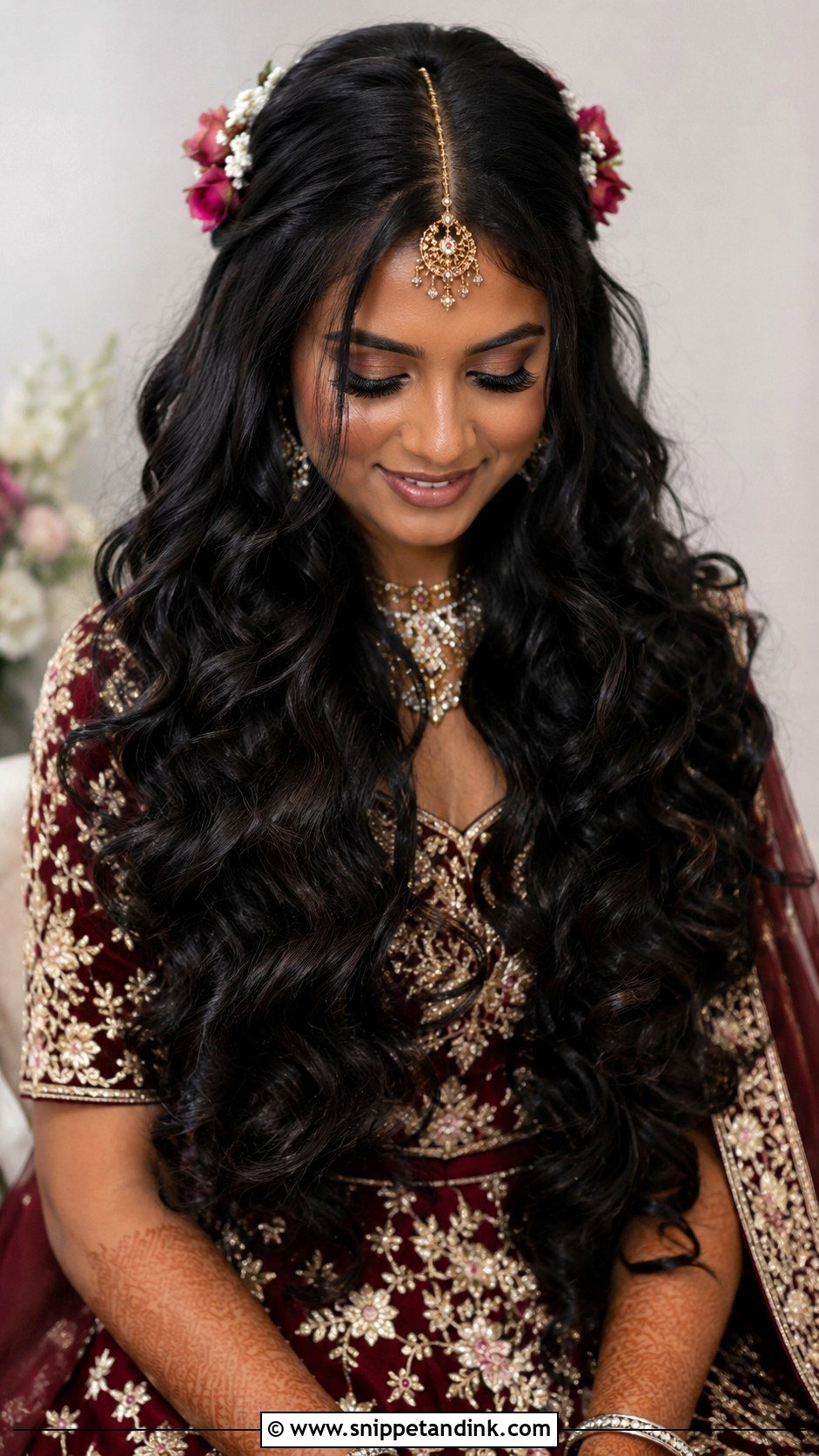 Curly Bridal Hairstyle For Long Hair - Snippet and Ink - 20 Indian Curly Hair Bridal Hairstyles