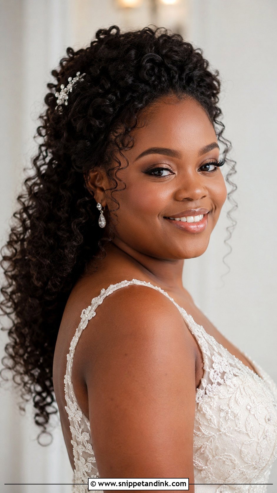 Curly Bridal Hairstyle For Round Face - Snippet and Ink - 20 Bridal Hairstyles for Round Face Brides