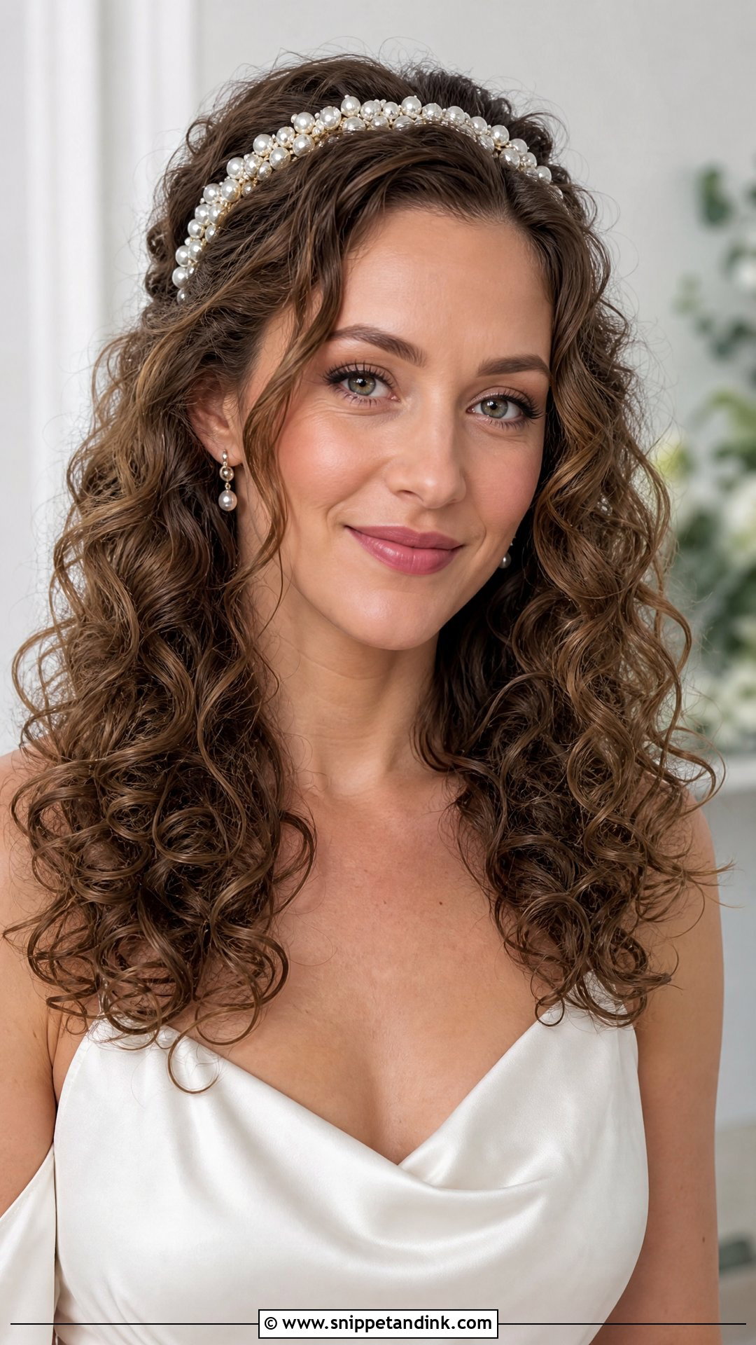 Curly Bridal Hairstyle With Headband - Snippet and Ink - 20 Natural Curls Bridal Curly Hairstyles