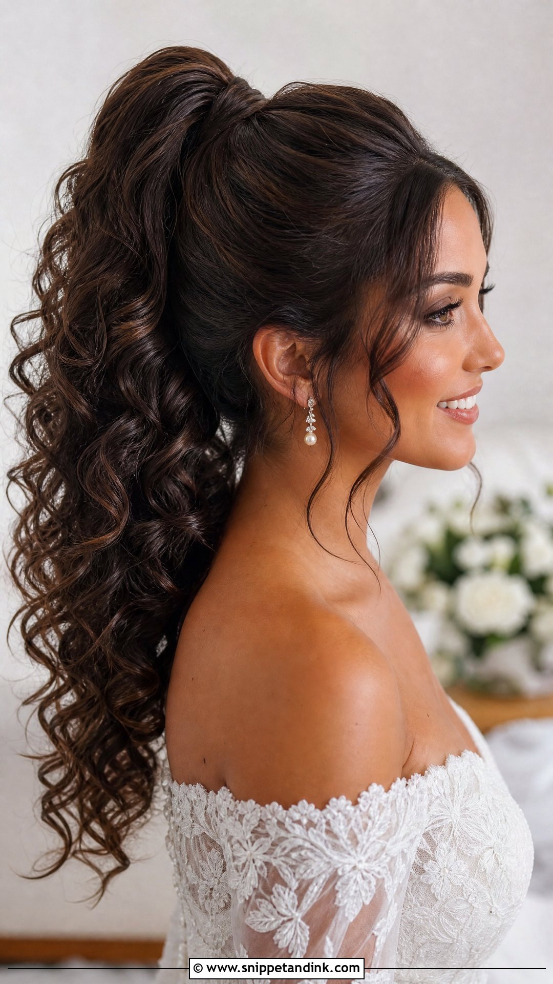 Curly Bridal High Ponytail - Snippet and Ink - 15 Bridal High Ponytail Wedding Hairstyles