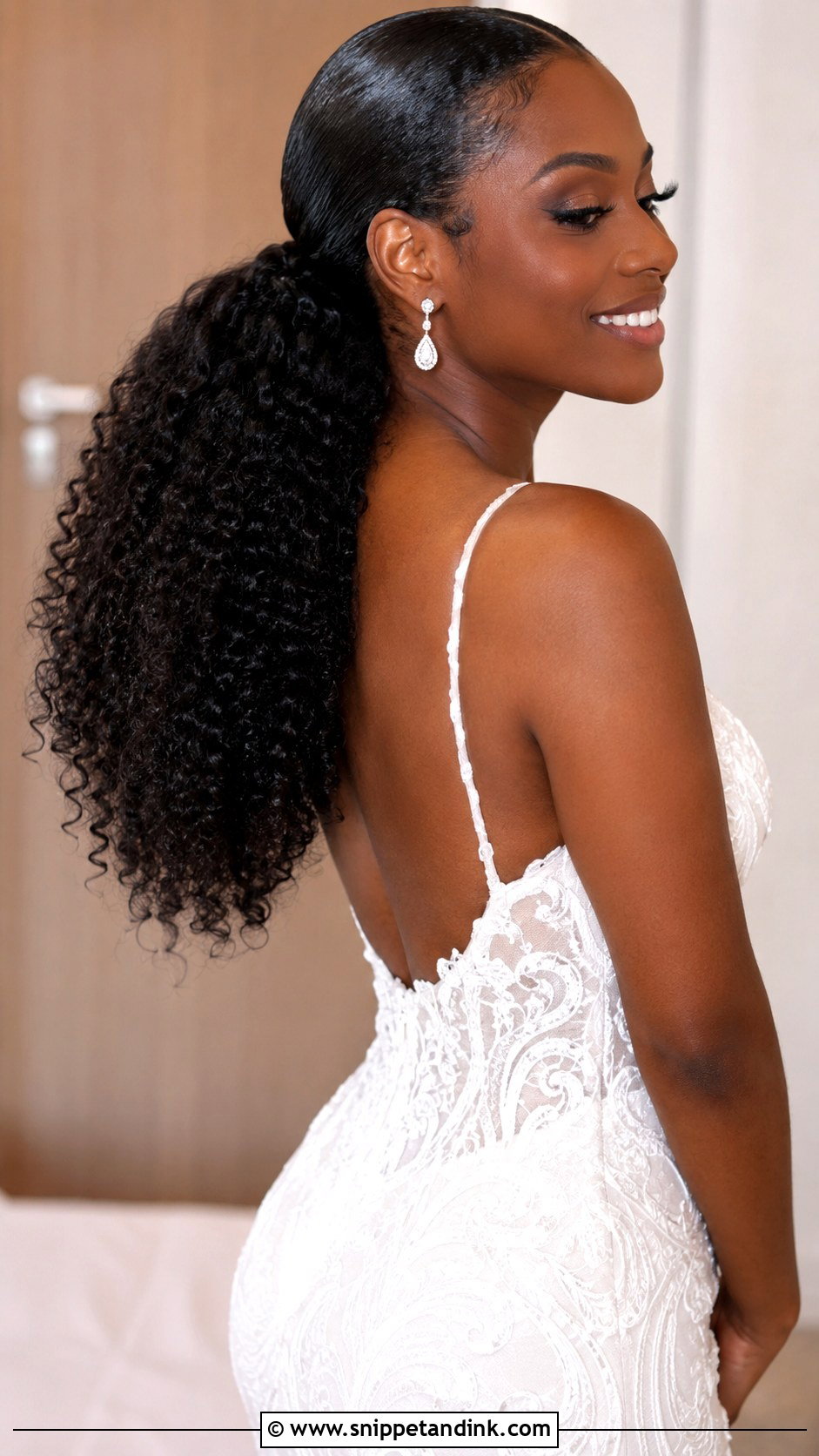 Curly Bridal Ponytail - Snippet and Ink - 25 Curly Hair for Wedding Ideas
