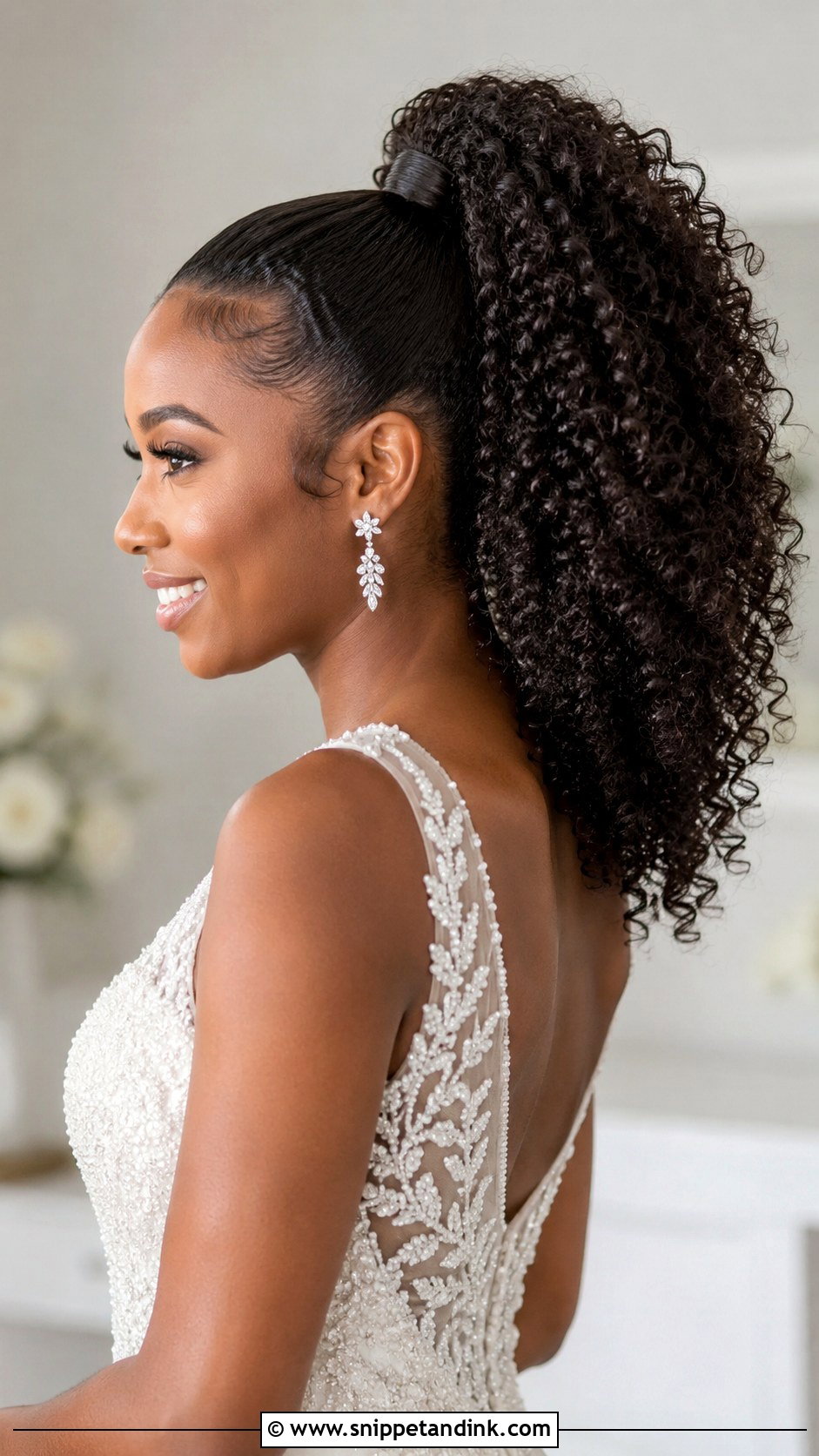 Curly Bridal Ponytail - Snippet and Ink - 25 Bridal Hair Ponytail Ideas