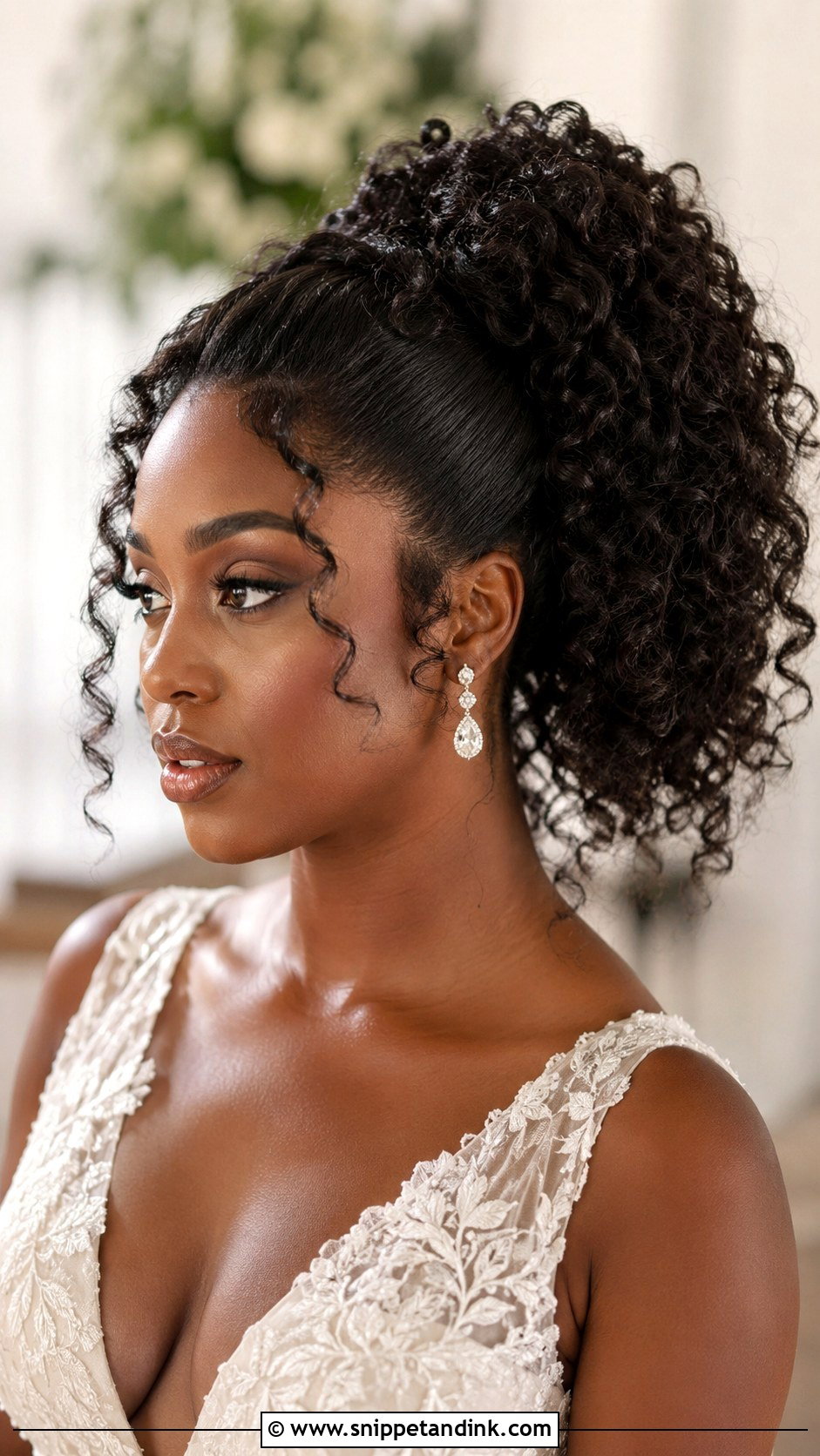 Curly Bridal Ponytail - Snippet and Ink - 20 Bridal Hair Pony Ideas