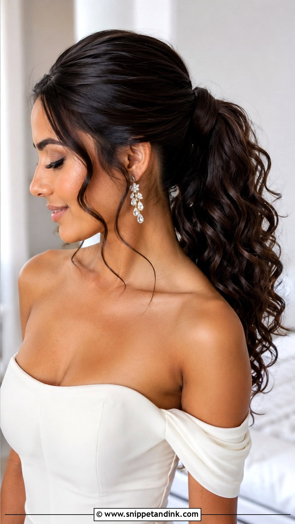 Curly Bridal Ponytail - Snippet and Ink - 20 Bridal Hairstyles for Curly Hair