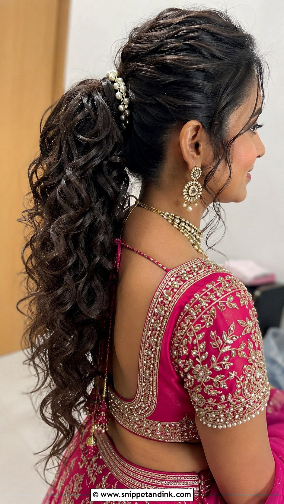 Curly Bridal Ponytail - Snippet and Ink - 20 Indian Curly Hair Bridal Hairstyles