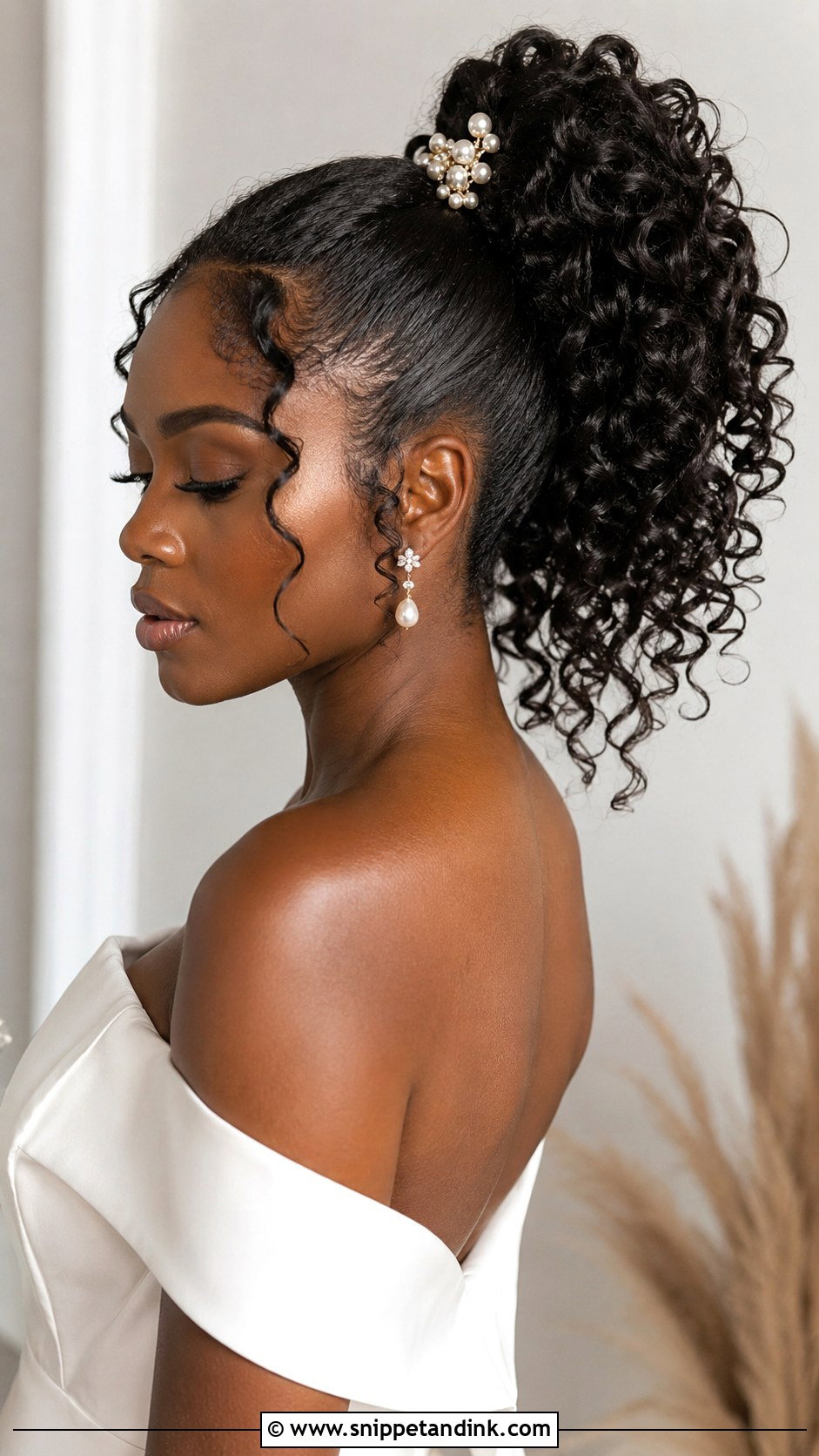 Curly Bridal Ponytail With Volume - Snippet and Ink - 25 Curly Bridal Hairstyles