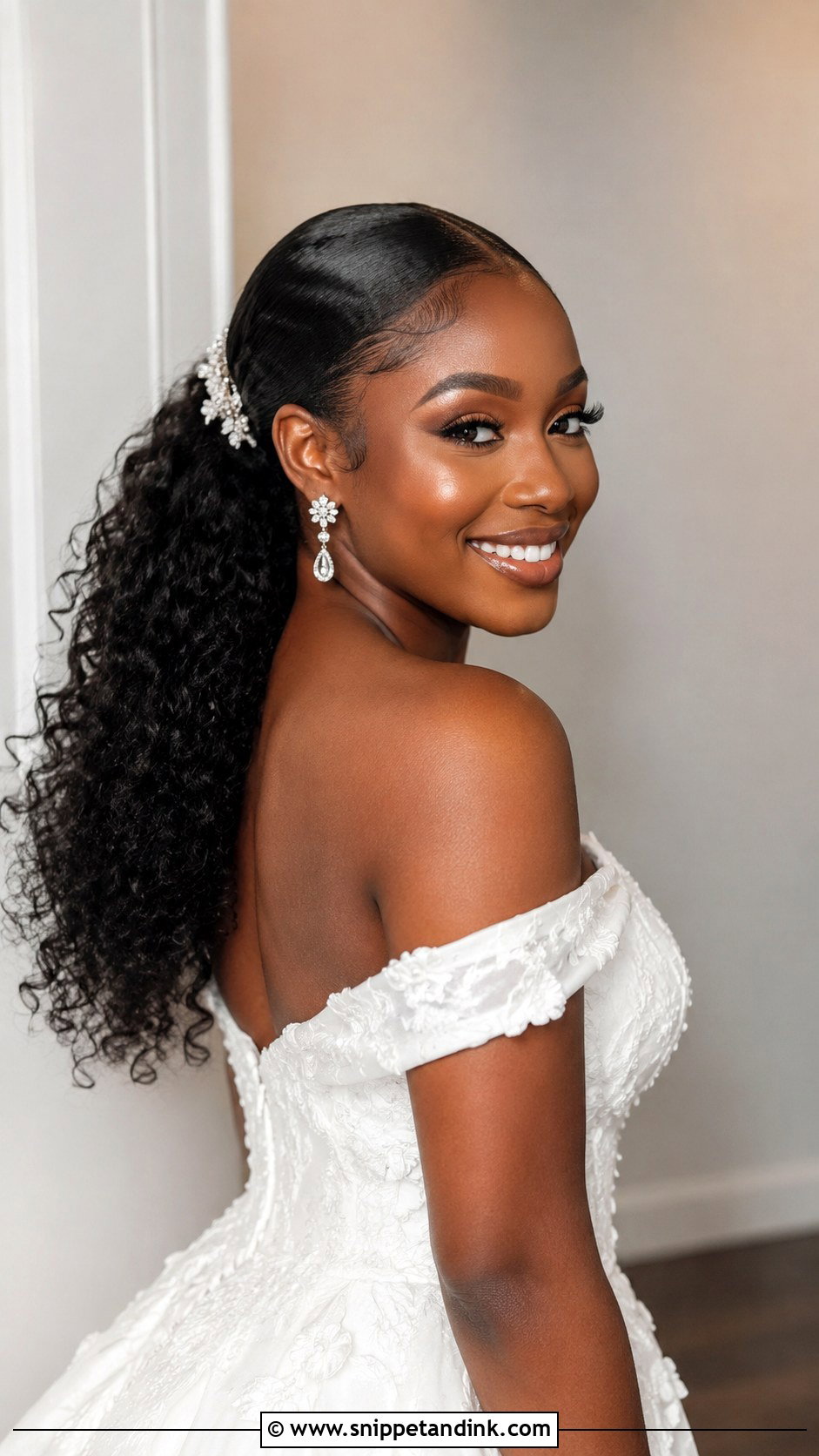 Curly Bridal Ponytail With Volume - Snippet and Ink - 20 Wedding Hairstyles for Natural Curly Hair