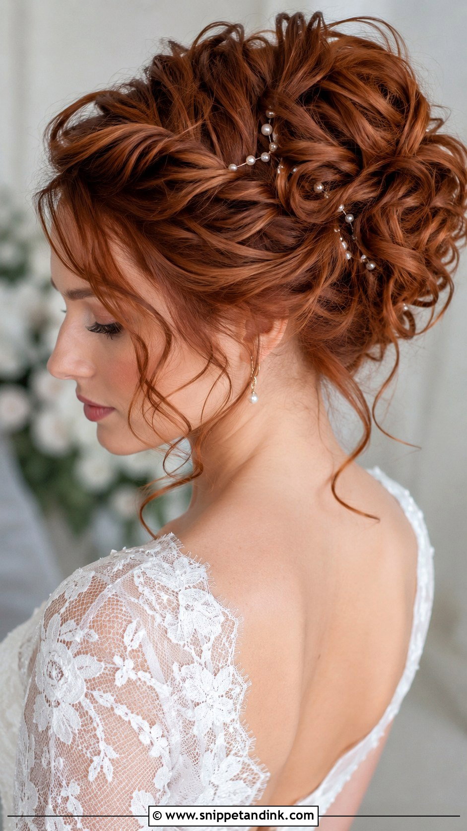 Curly Bridal Updo With Loose Tendrils - Snippet and Ink - 30 Curly Hair Wedding Ideas