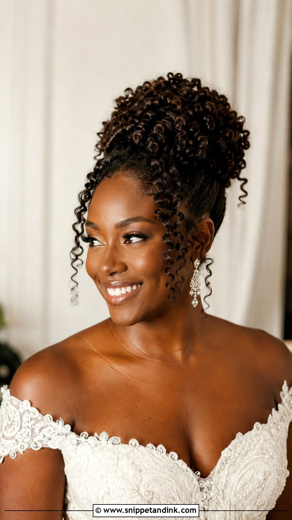 Curly Bridal Updo for Natural Hair - Snippet and Ink - 20 Bridal Hair Up Do Ideas