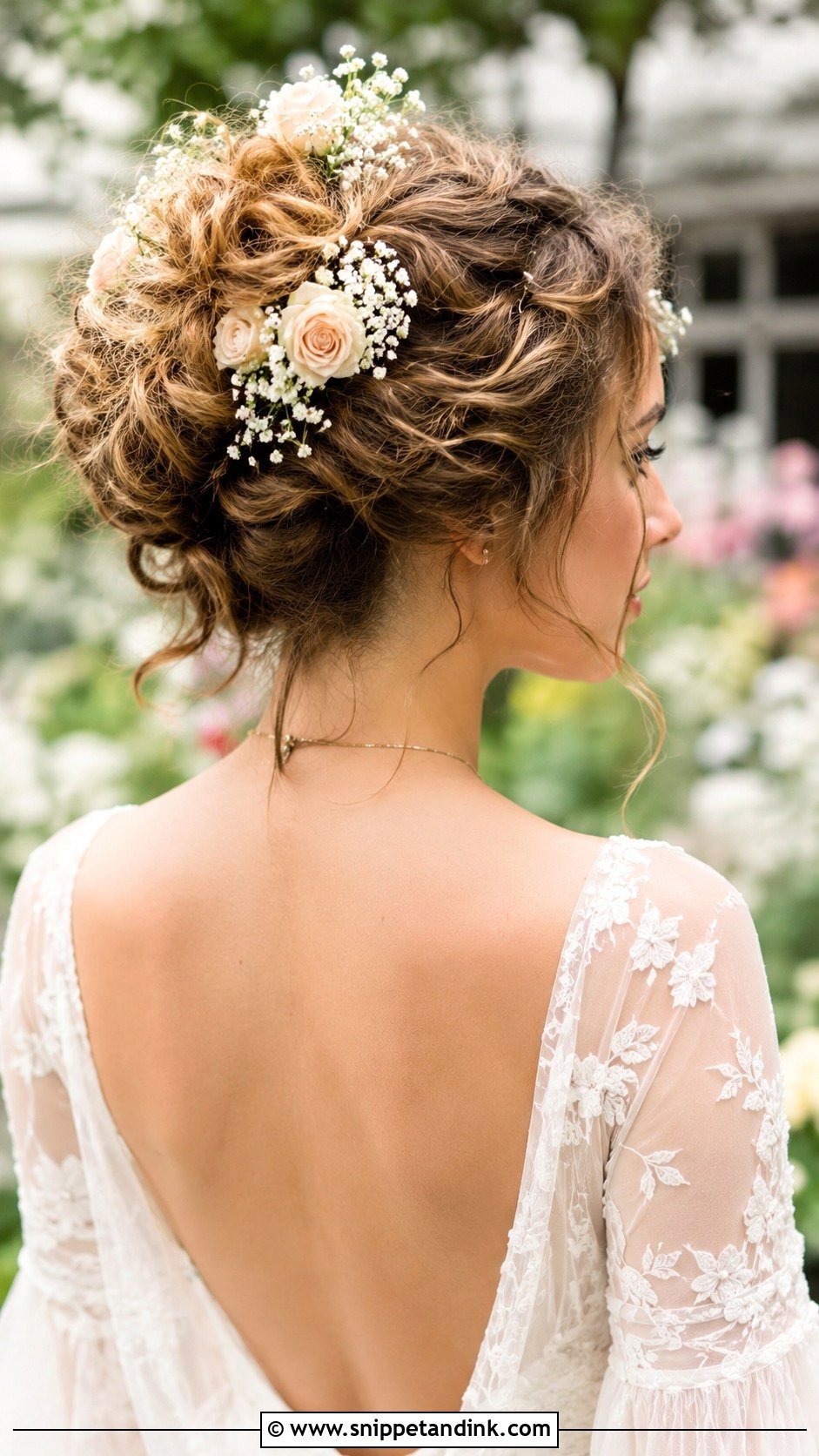 Curly Bridal Updo with Flowers - Snippet and Ink - 30 Curly Wedding Hairstyles