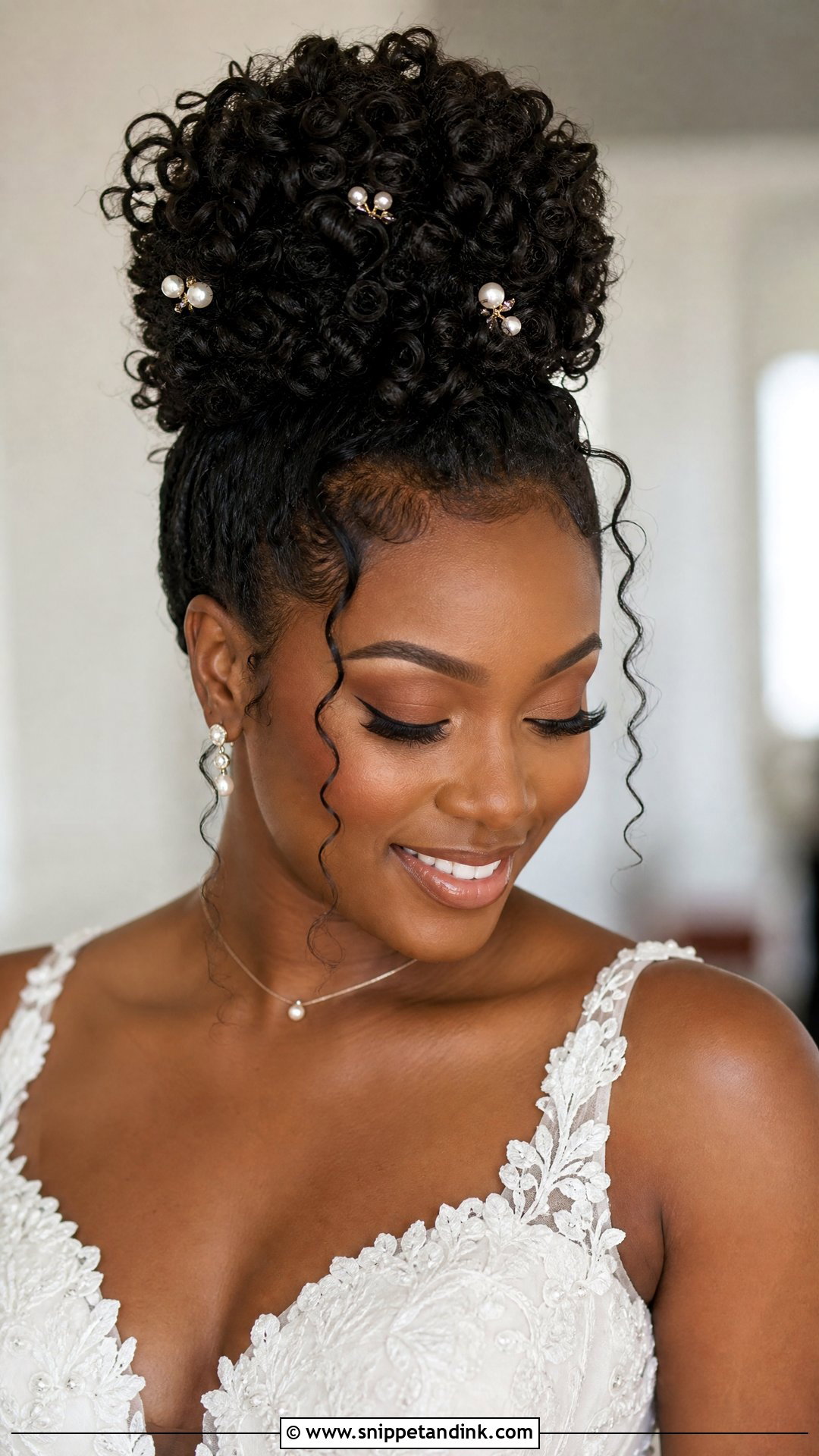 Curly Bride High Bun - Snippet and Ink - 15 Bride High Bun Hairstyles