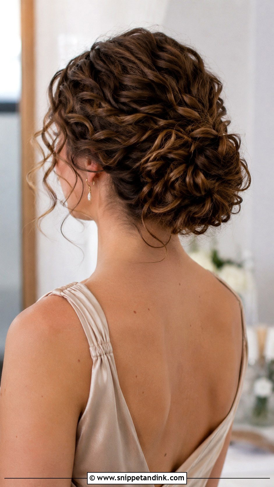 Curly Bridesmaid Chignon - Snippet and Ink - 20 Bridesmaid Curly Hair Ideas
