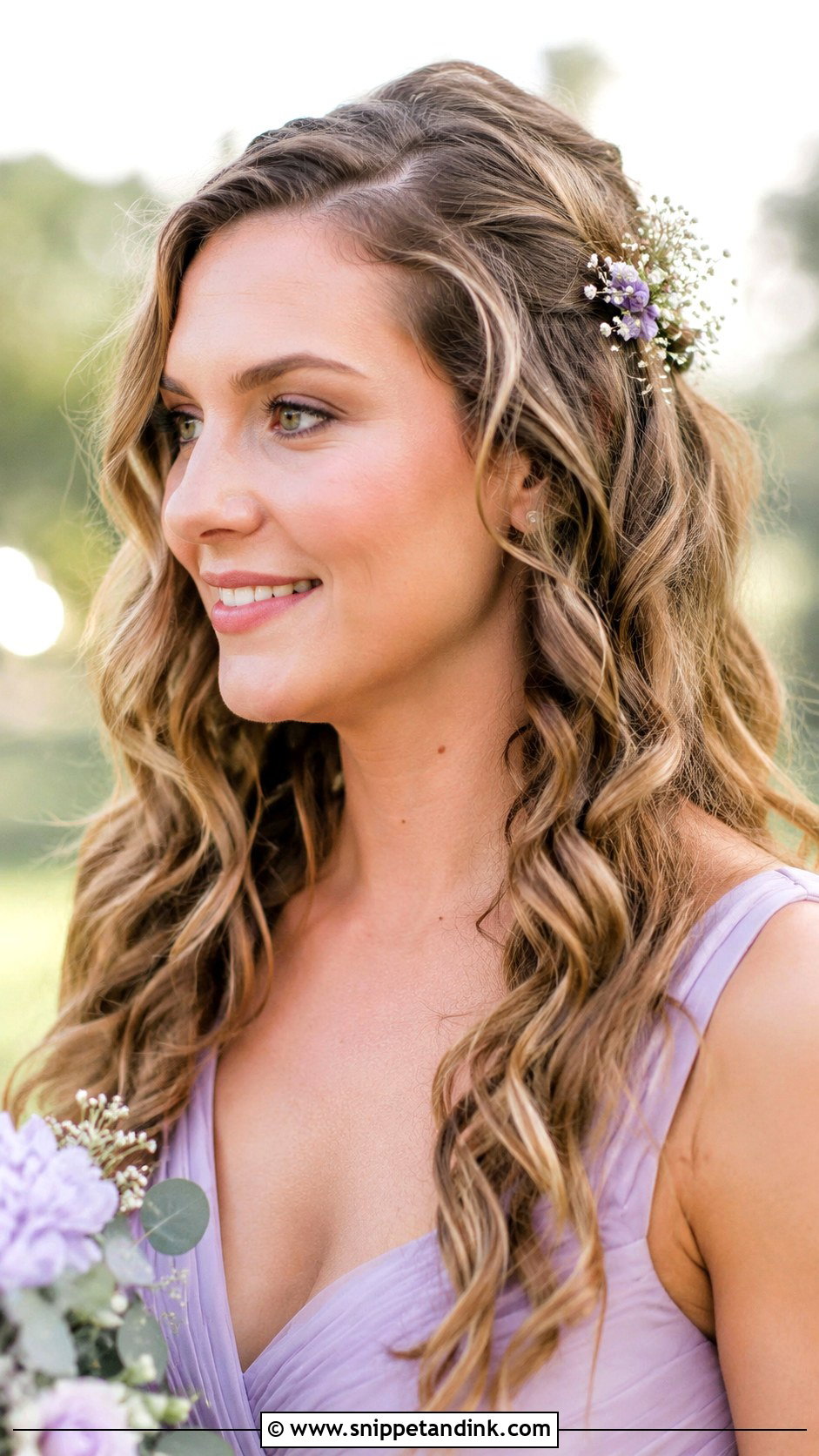 Curly Bridesmaid Hair Down With Floral Clip - Snippet and Ink - 20 Bridesmaid Hair Down Curly Ideas