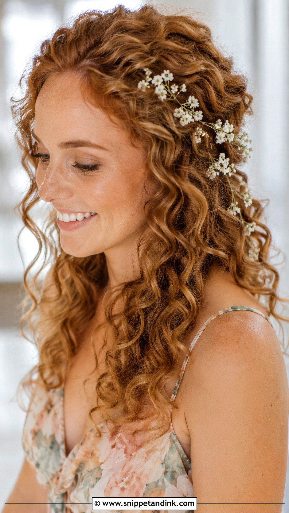 Curly Bridesmaid Hair Down With Flowers - Snippet and Ink - 20 Curly Bridesmaid Hairstyles Down