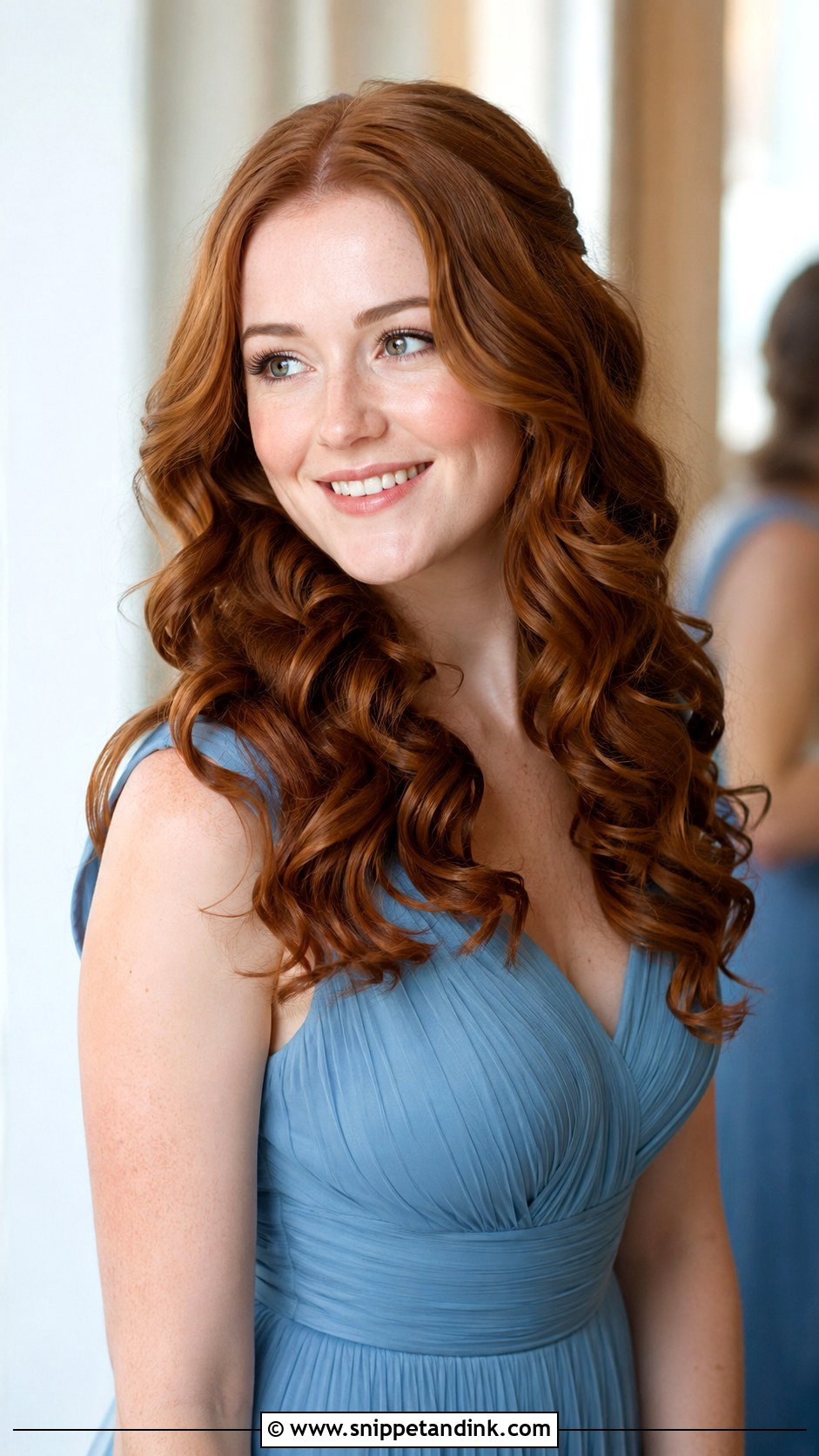 Curly Bridesmaid Hair Down With Glossy Finish - Snippet and Ink - 20 Bridesmaid Hair Down Curly Ideas