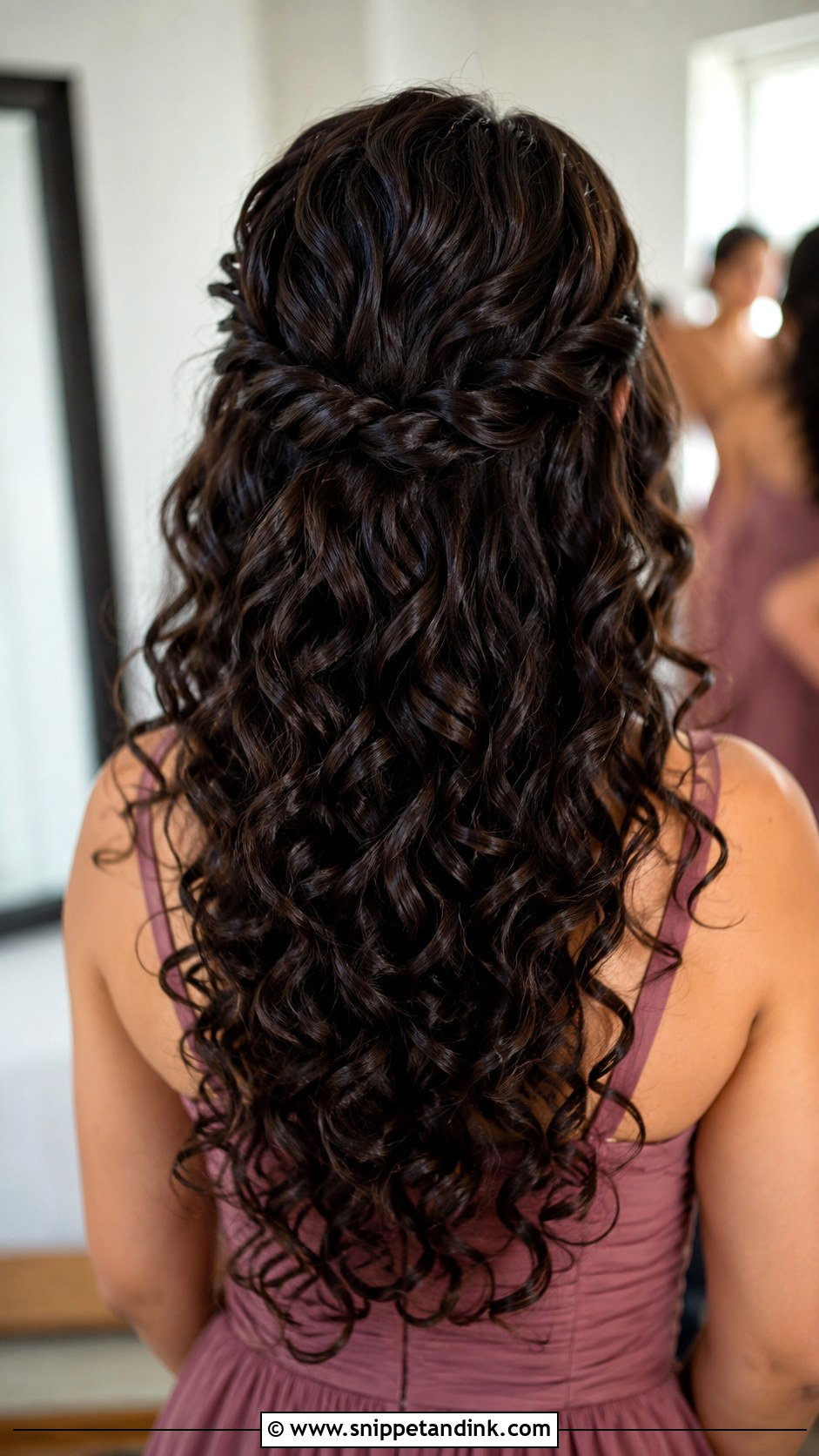 Curly Bridesmaid Hair Down With Half Twist - Snippet and Ink - 20 Bridesmaid Hair Down Curly Ideas