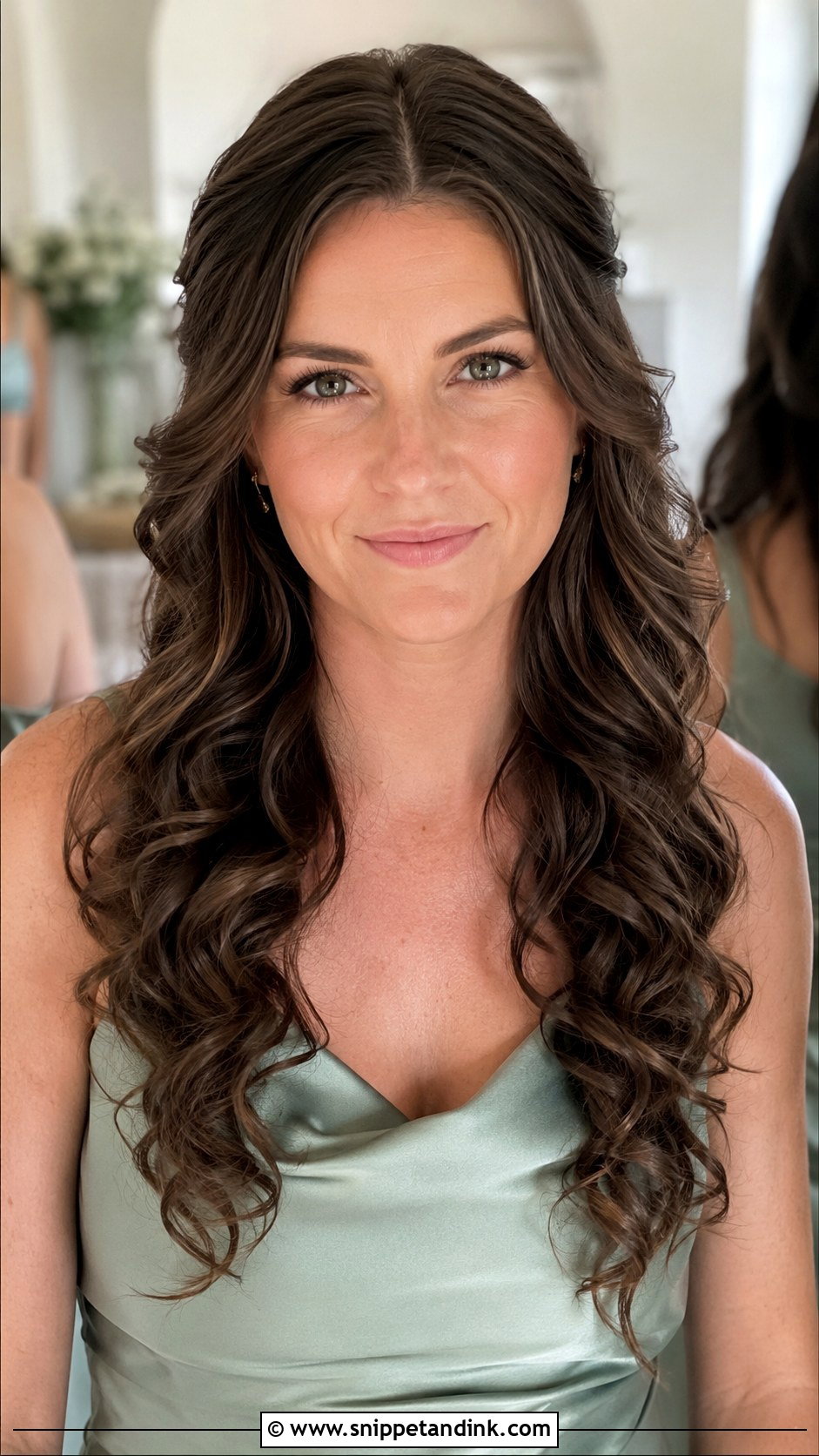 Curly Bridesmaid Hair Down With Middle Part - Snippet and Ink - 20 Bridesmaid Hair Down Curly Ideas