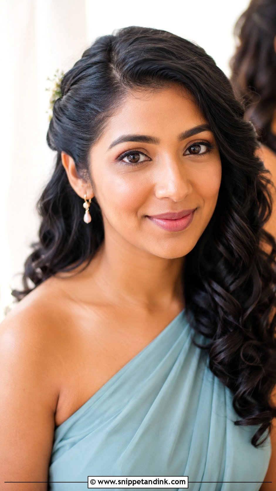 Curly Bridesmaid Hair Down With One Side Pinned - Snippet and Ink - 20 Bridesmaid Hair Down Curly Ideas