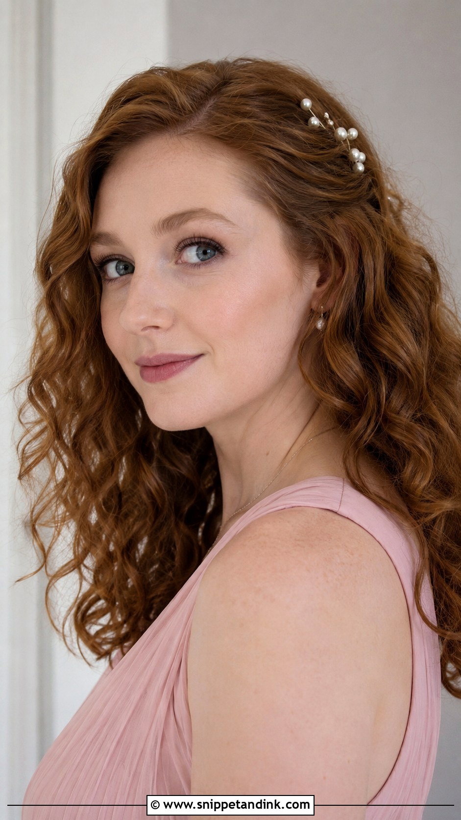 Curly Bridesmaid Hair Down With Pearl Pins - Snippet and Ink - 20 Bridesmaid Hair Down Curly Ideas