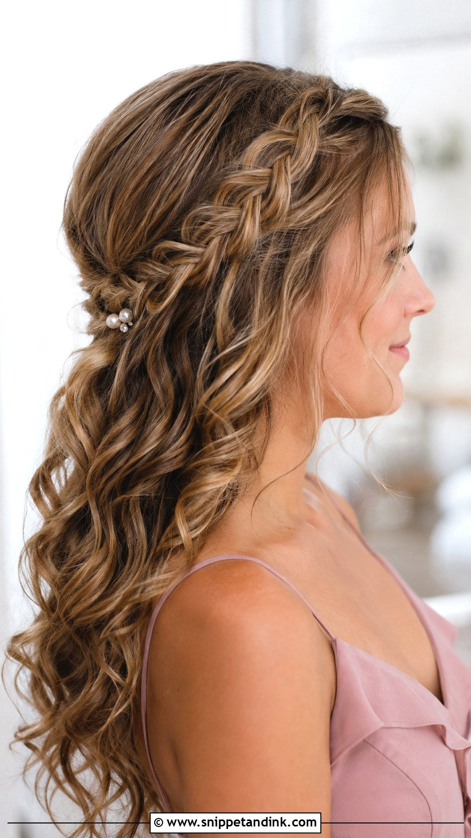Curly Bridesmaid Hair With Braid - Snippet and Ink - 25 Curly Bridesmaid Hairstyles