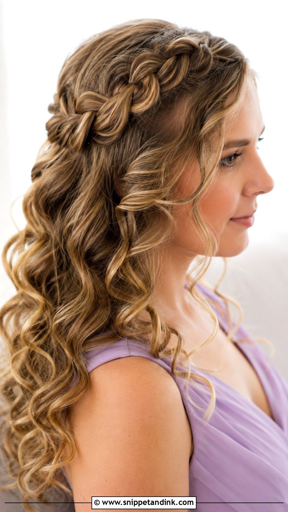 Curly Bridesmaid Hair With Braided Crown - Snippet and Ink - 20 Bridesmaid Hairstyles Curly Hair