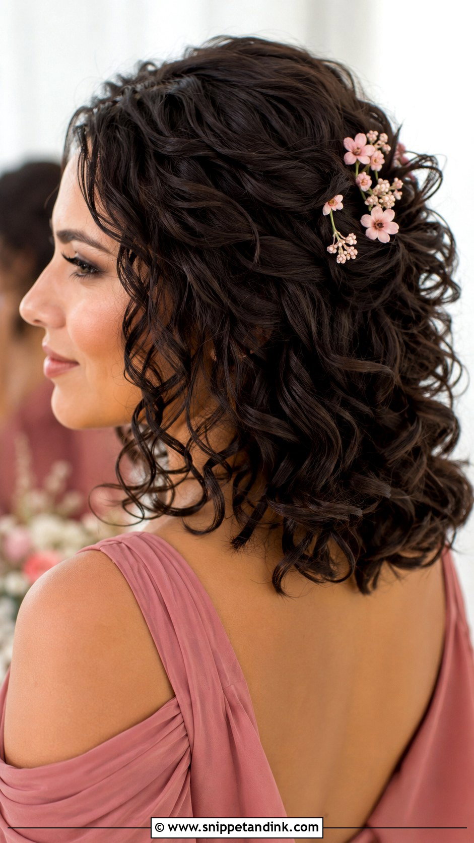 Curly Bridesmaid Hair With Flowers - Snippet and Ink - 20 Bridesmaid Hairstyles with Flowers