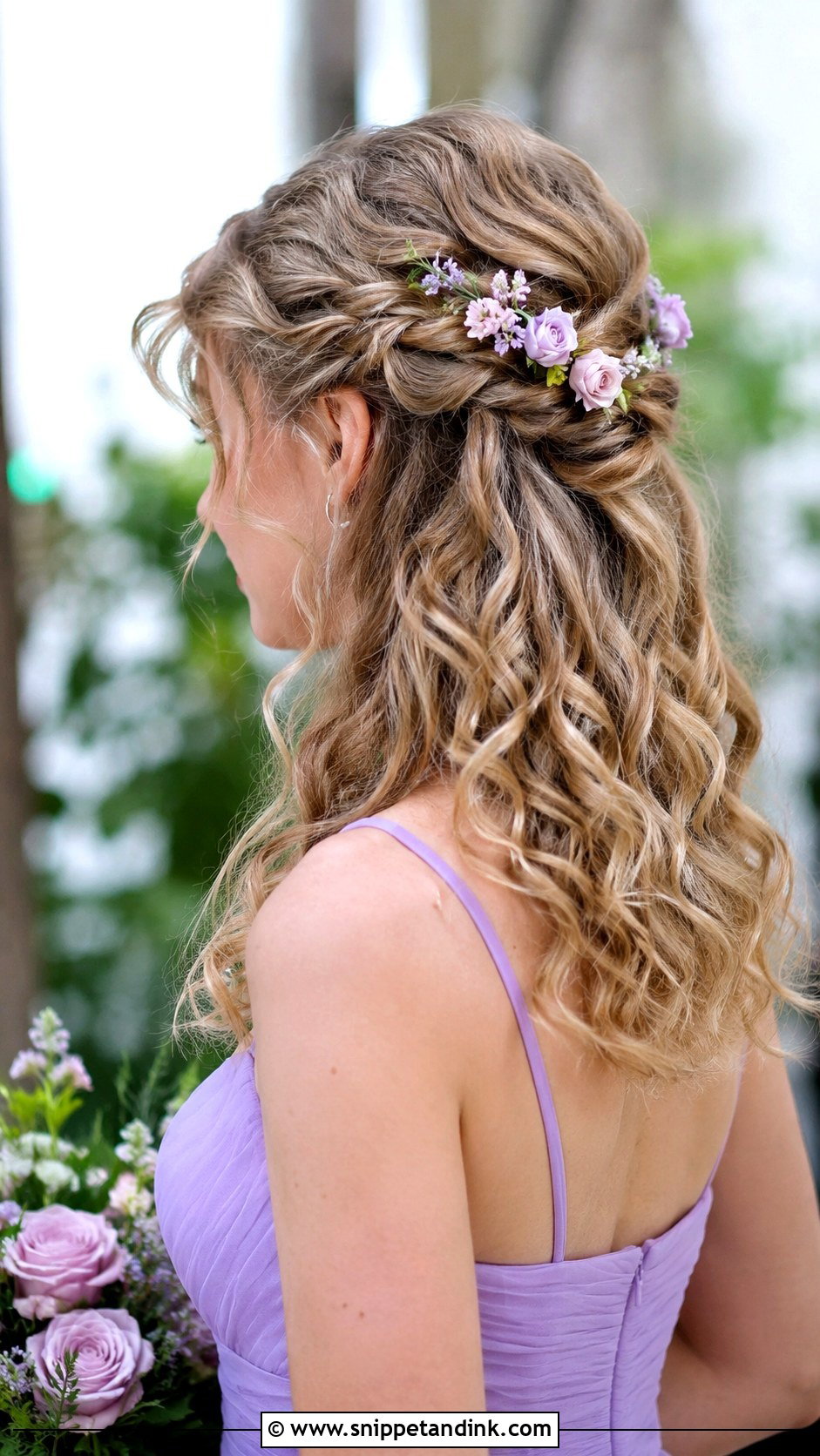 Curly Bridesmaid Hair With Flowers - Snippet and Ink - 25 Curly Bridesmaid Hairstyles