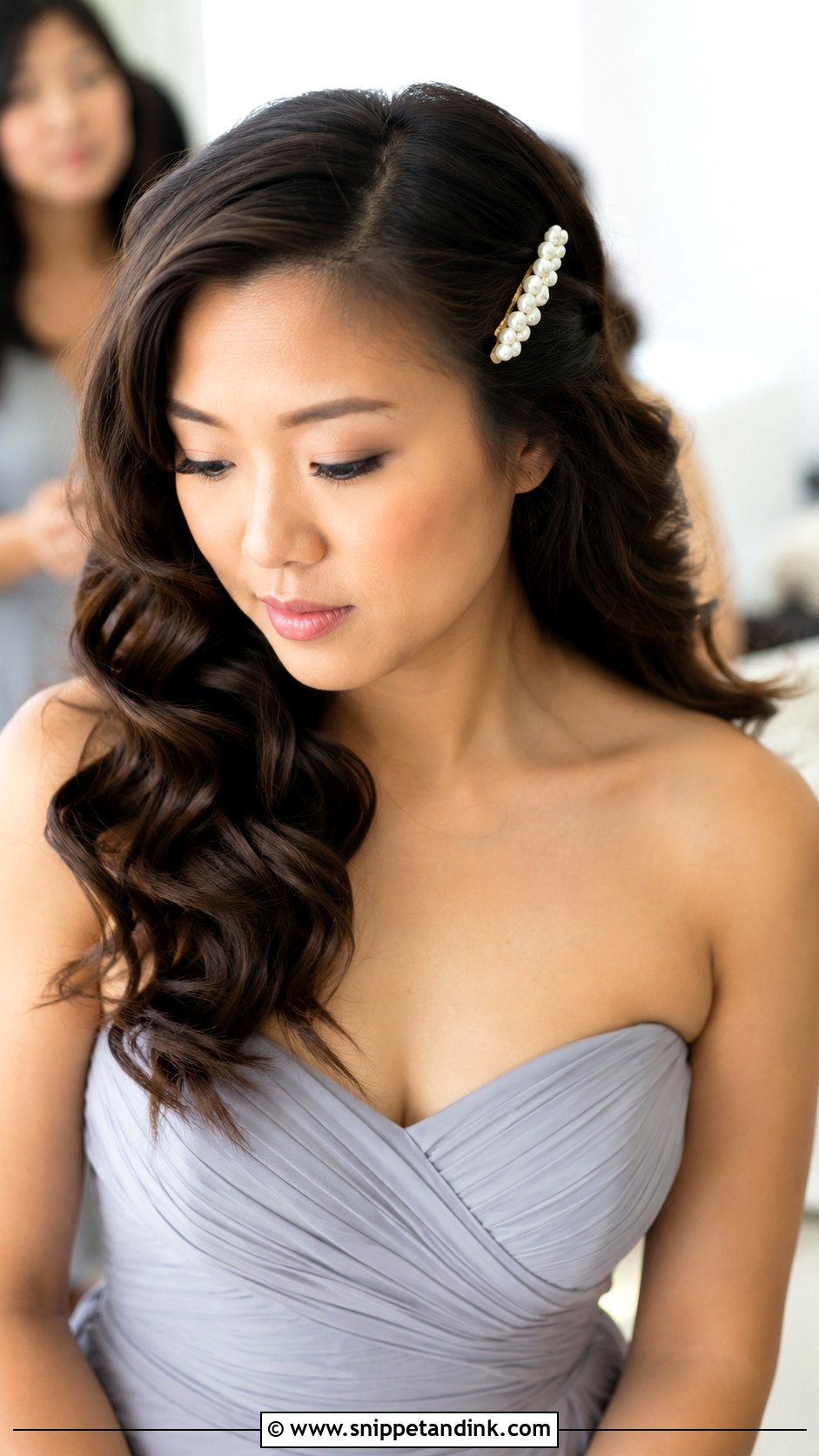 Curly Bridesmaid Hair With Hair Clip - Snippet and Ink - 20 Bridesmaid Hairstyles Curly Hair