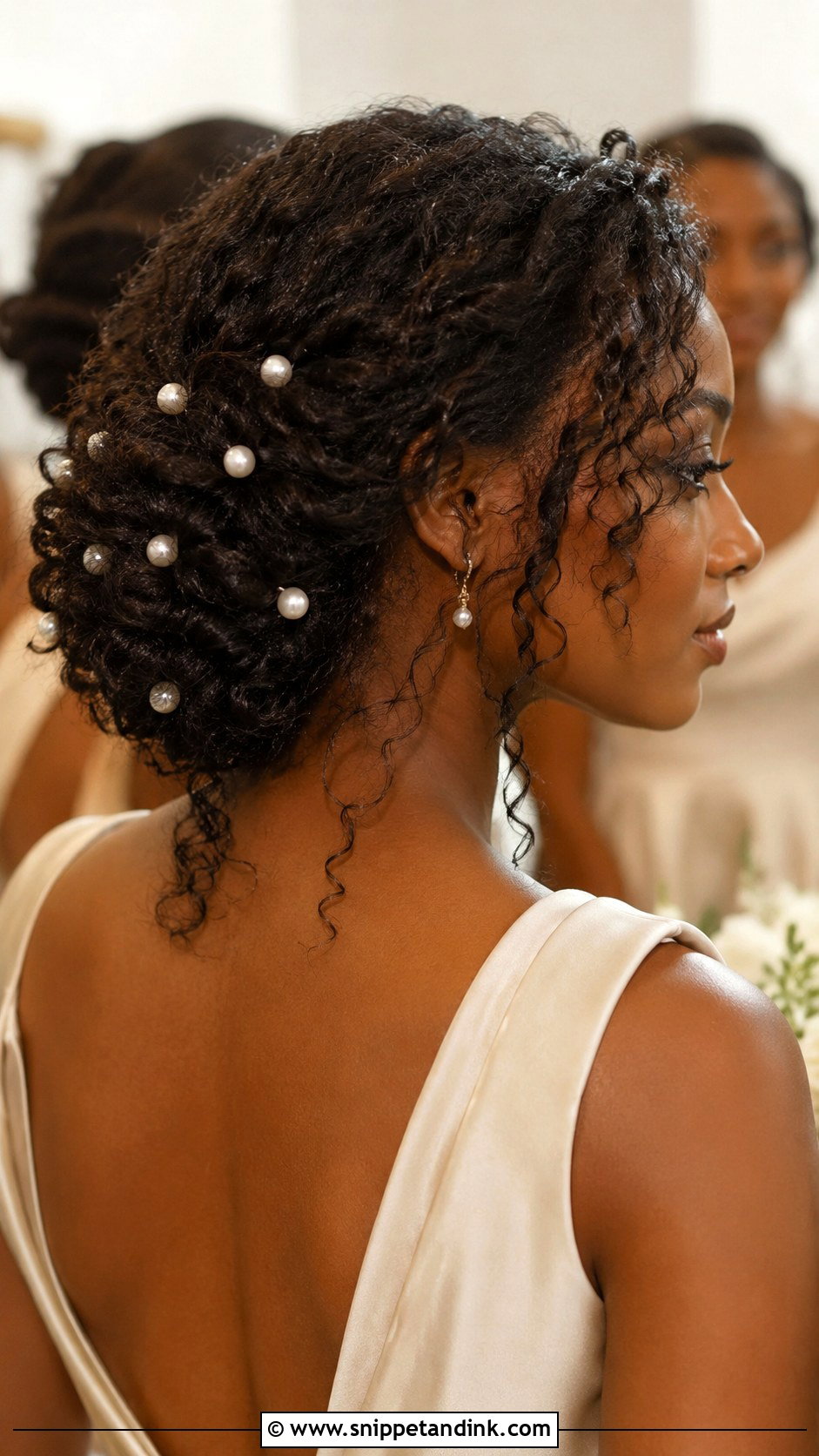 Curly Bridesmaid Hair With Pearl Pins - Snippet and Ink - 25 Curly Bridesmaid Hairstyles