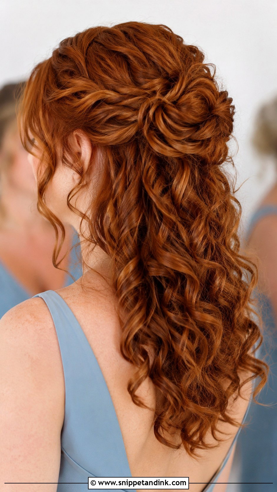 Curly Bridesmaid Half Up Bun - Snippet and Ink - 25 Curly Bridesmaid Hairstyles