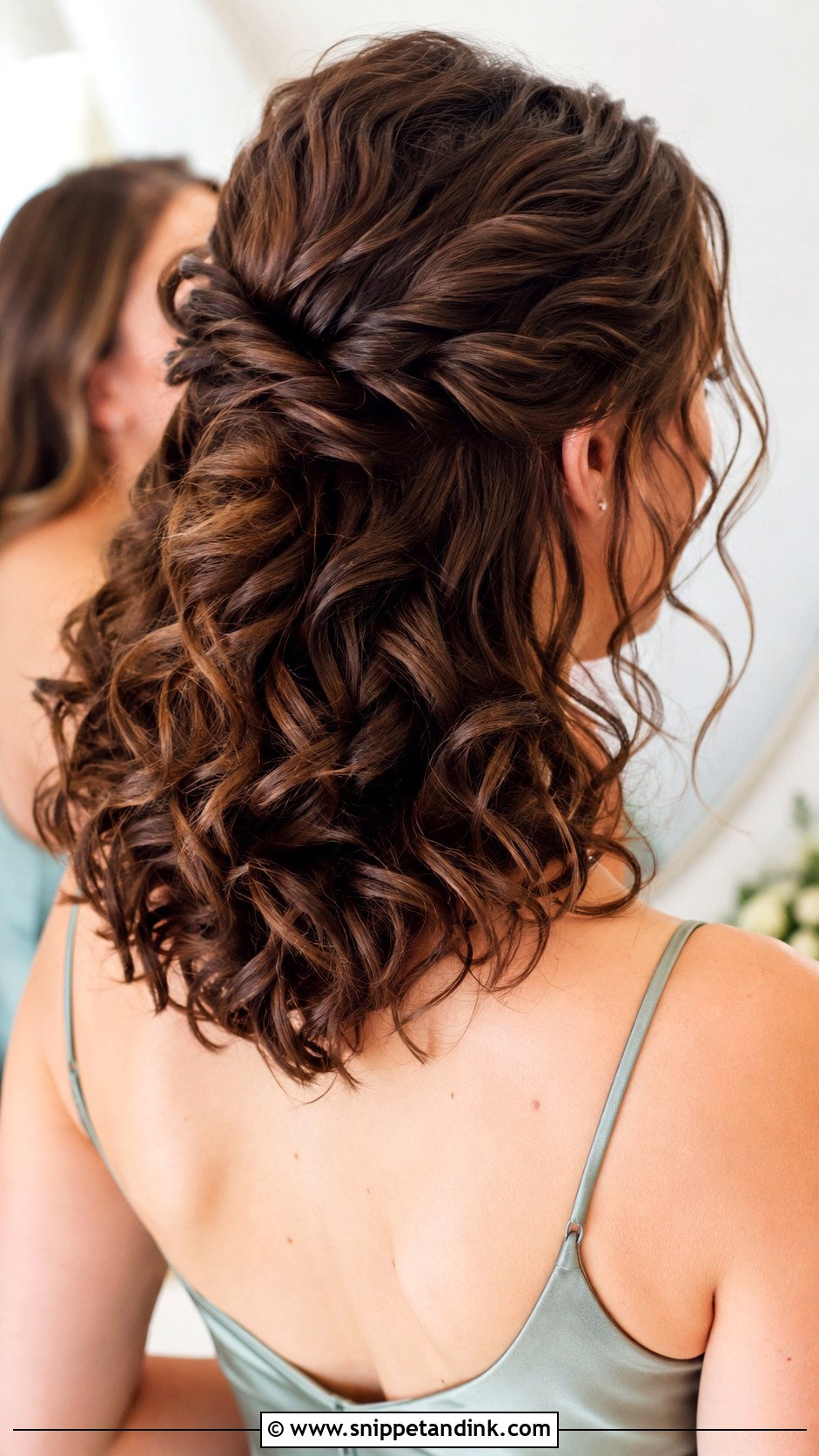 Curly Bridesmaid Half Up Half Down Hair - Snippet and Ink - 20 Bridesmaid Curly Hair Ideas